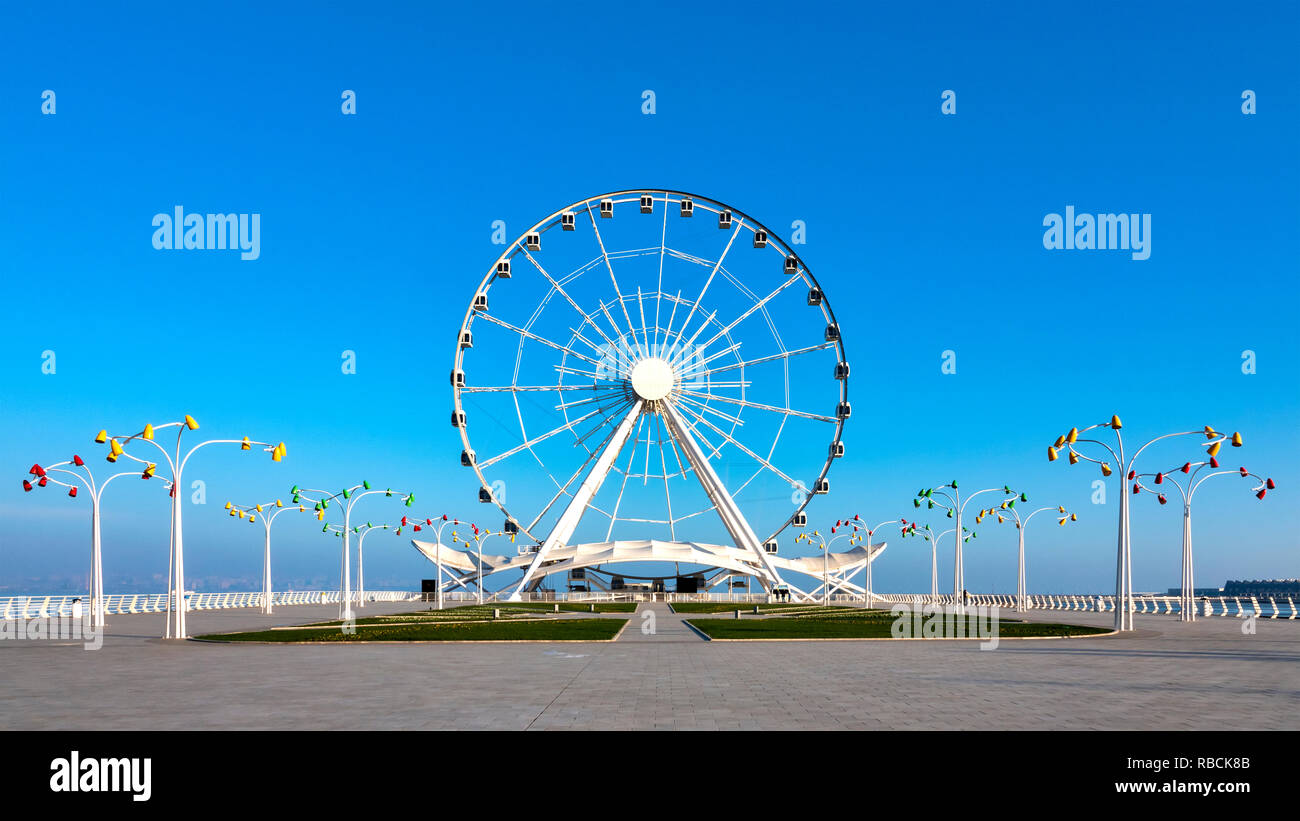 Vue de la grande roue de Bakou, Bakou, Azerbaïdjan Banque D'Images