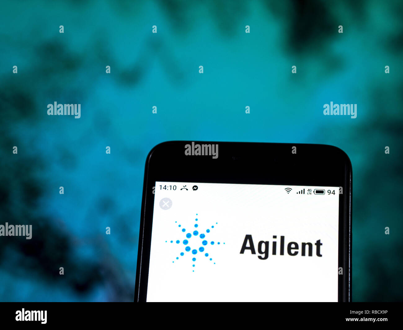 8 janvier 2019 - Kiev, Ukraine - Agilent Technologies laboratoire d'analyse de la fabrication de l'instrument affiche le logo de l'entreprise vu sur un téléphone intelligent. (Crédit Image : © Igor Golovniov/SOPA des images à l'aide de Zuma sur le fil) Banque D'Images