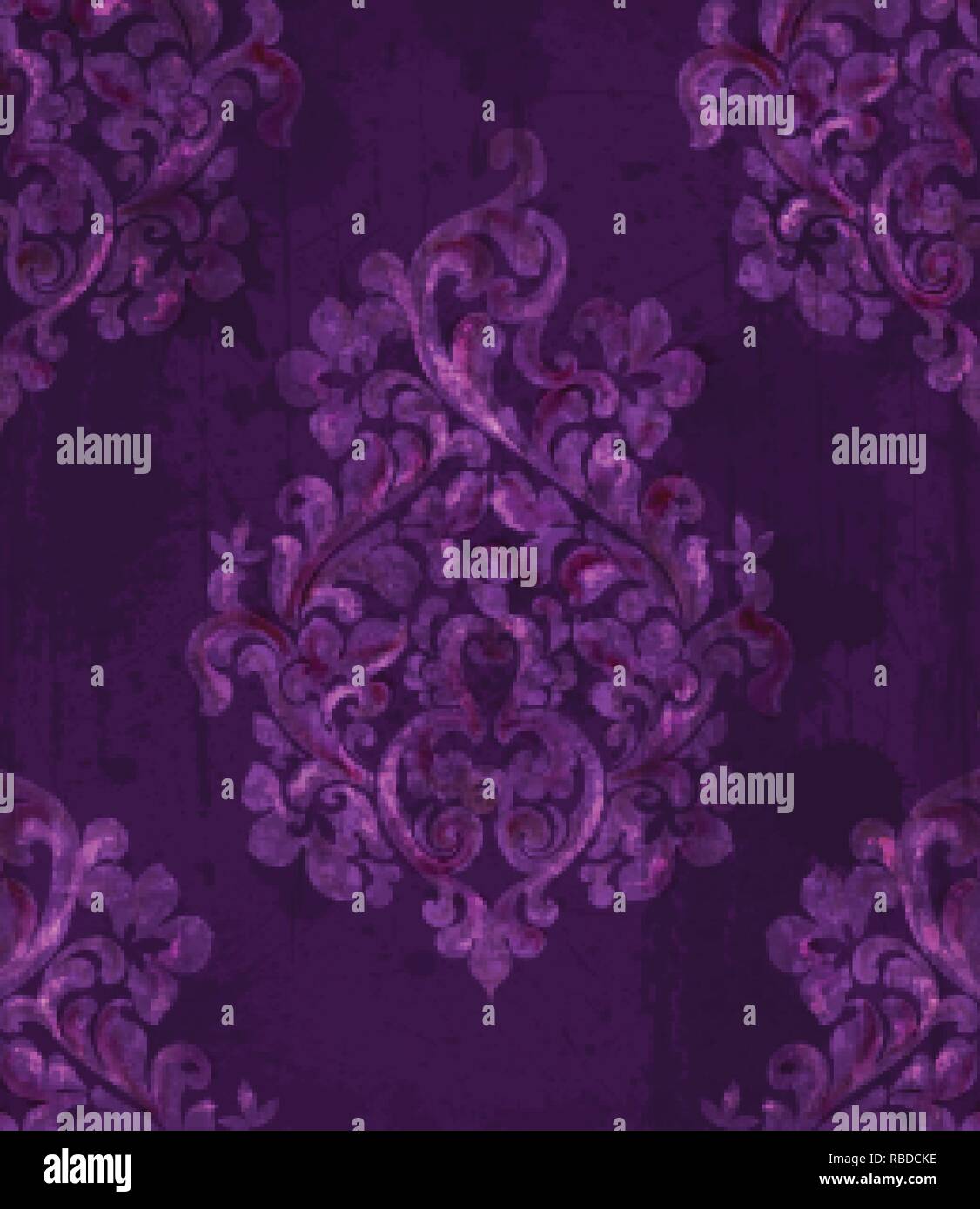 Vintage motif baroque vecteur. Belle décoration ornement impériale. Royal luxury texture background. Couleur pourpre à la mode Illustration de Vecteur