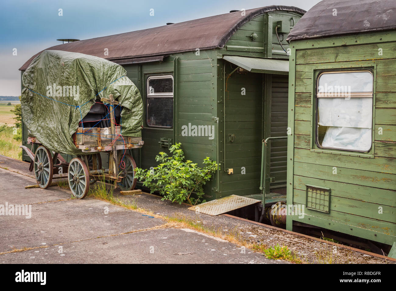 Wagon couvert wagon train et Banque D'Images