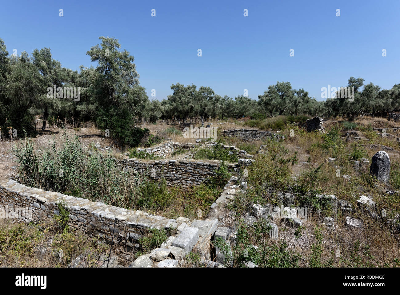 La fin de l'époque hellénistique et byzantine bâtiments, ancienne ville grecque d'Iasos, Turquie. Cette zone a été occupée à la fin de l'époque hellénistique (2e siècle avant J.-C.) par wh Banque D'Images