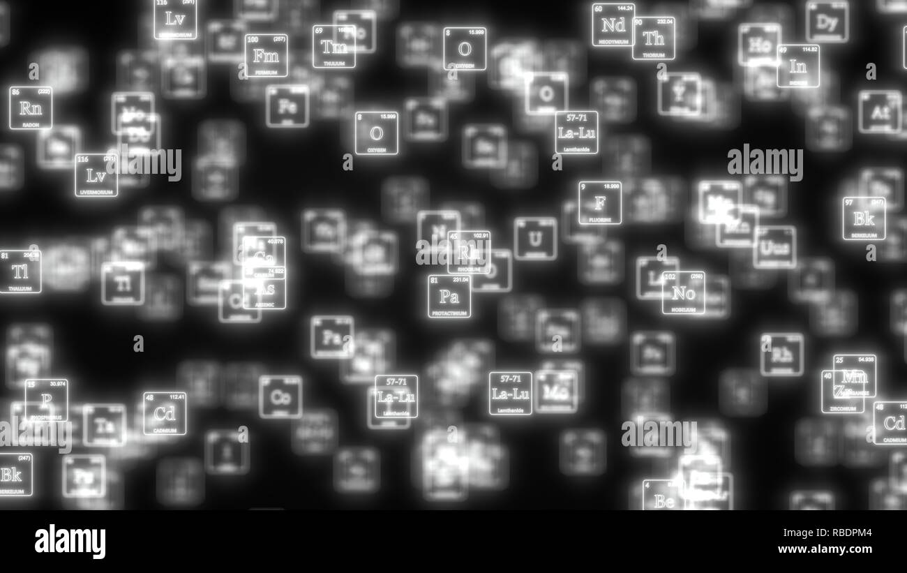 Tableau des éléments périodiques de cloud computing concept avec glowing neon lines. 3d illustration Banque D'Images