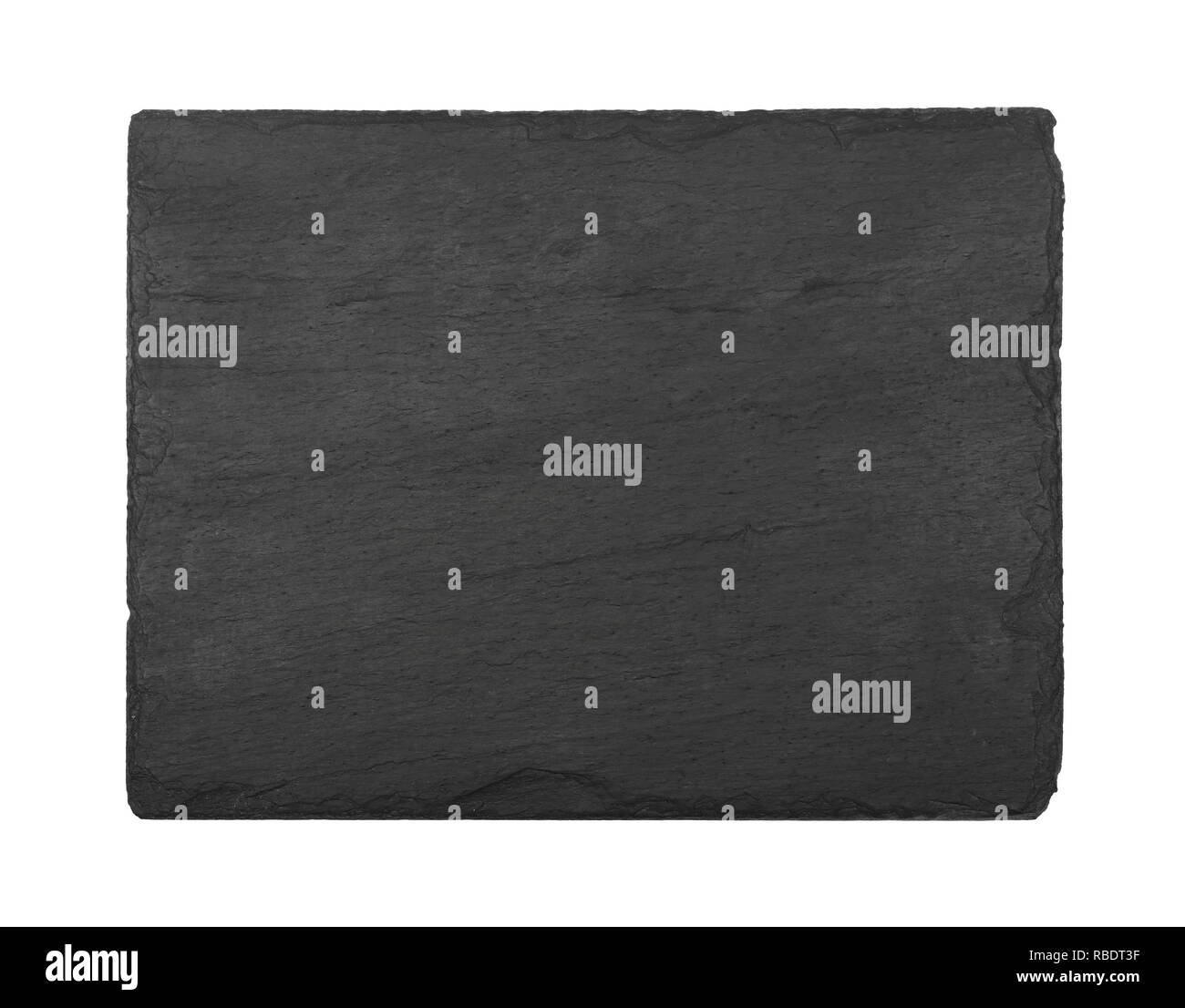 Close up de forme rectangle noir grande planche à découper ardoise isolé sur fond blanc Banque D'Images