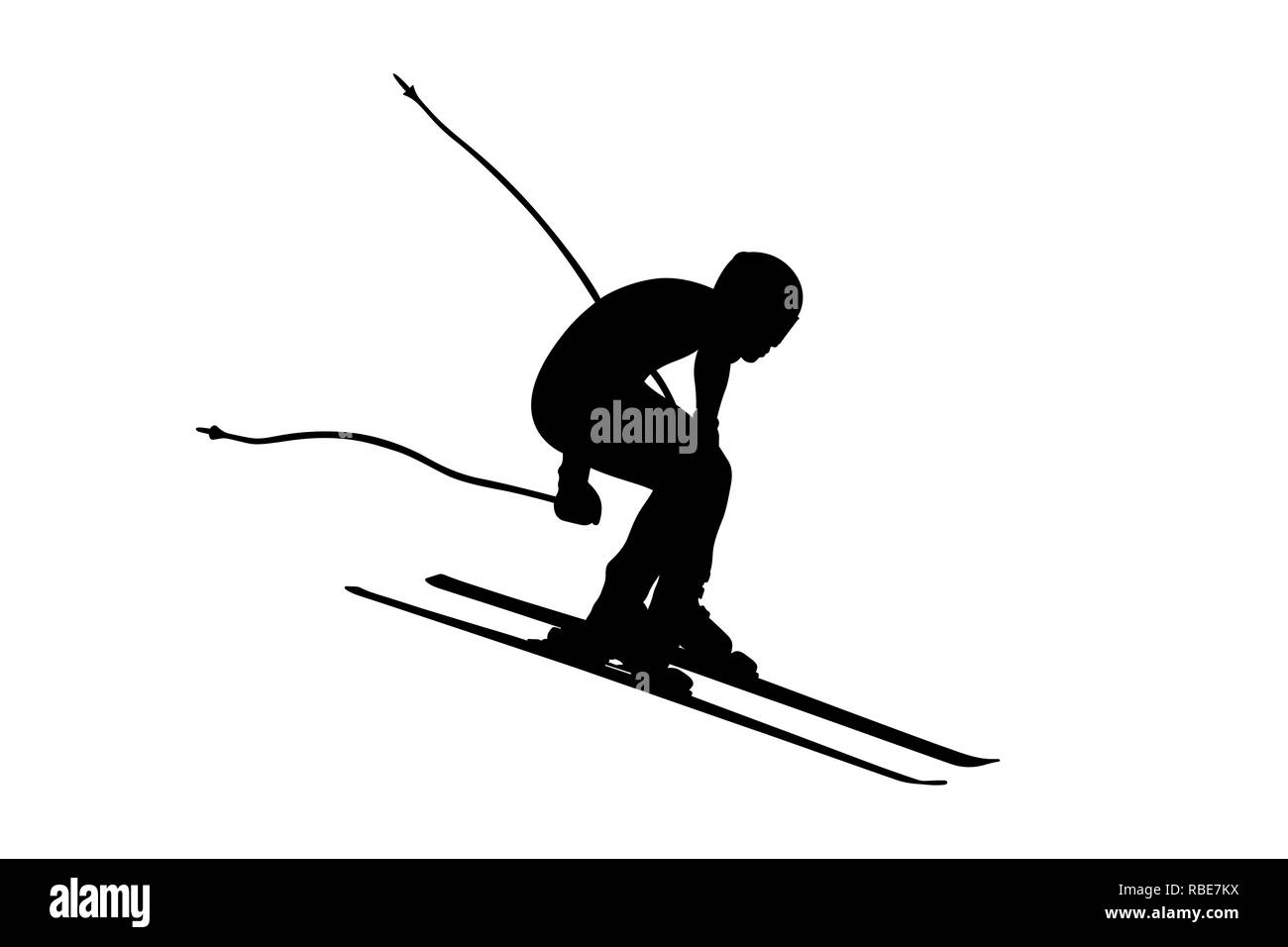 Ski alpin hommes ski jump vector illustration Banque D'Images