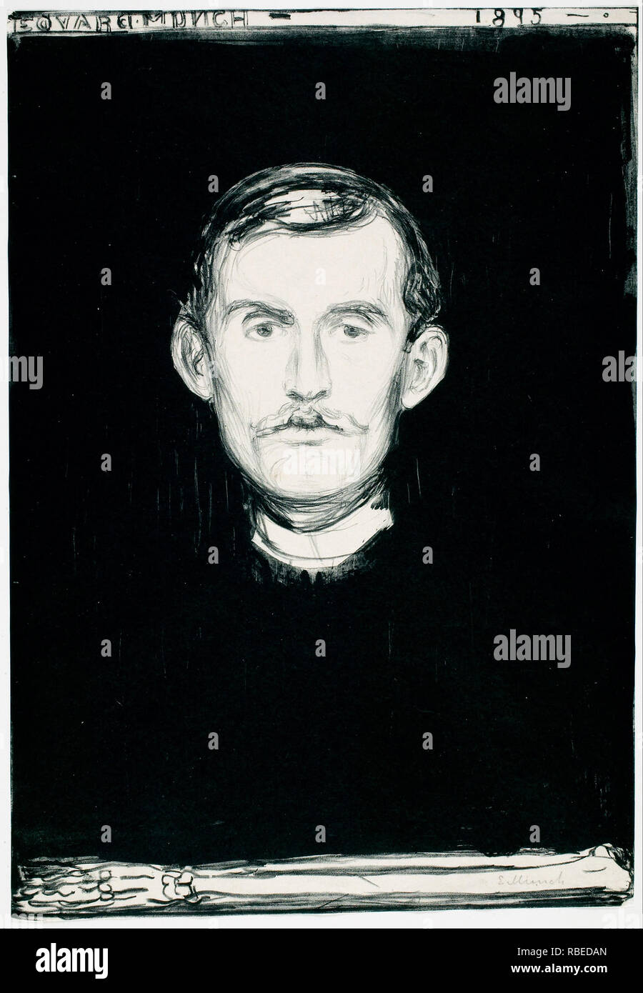 EDVARD MUNCH (1863-1944) peintre norvégien. 'Auto-portrait avec bras de squelette,1895' Banque D'Images