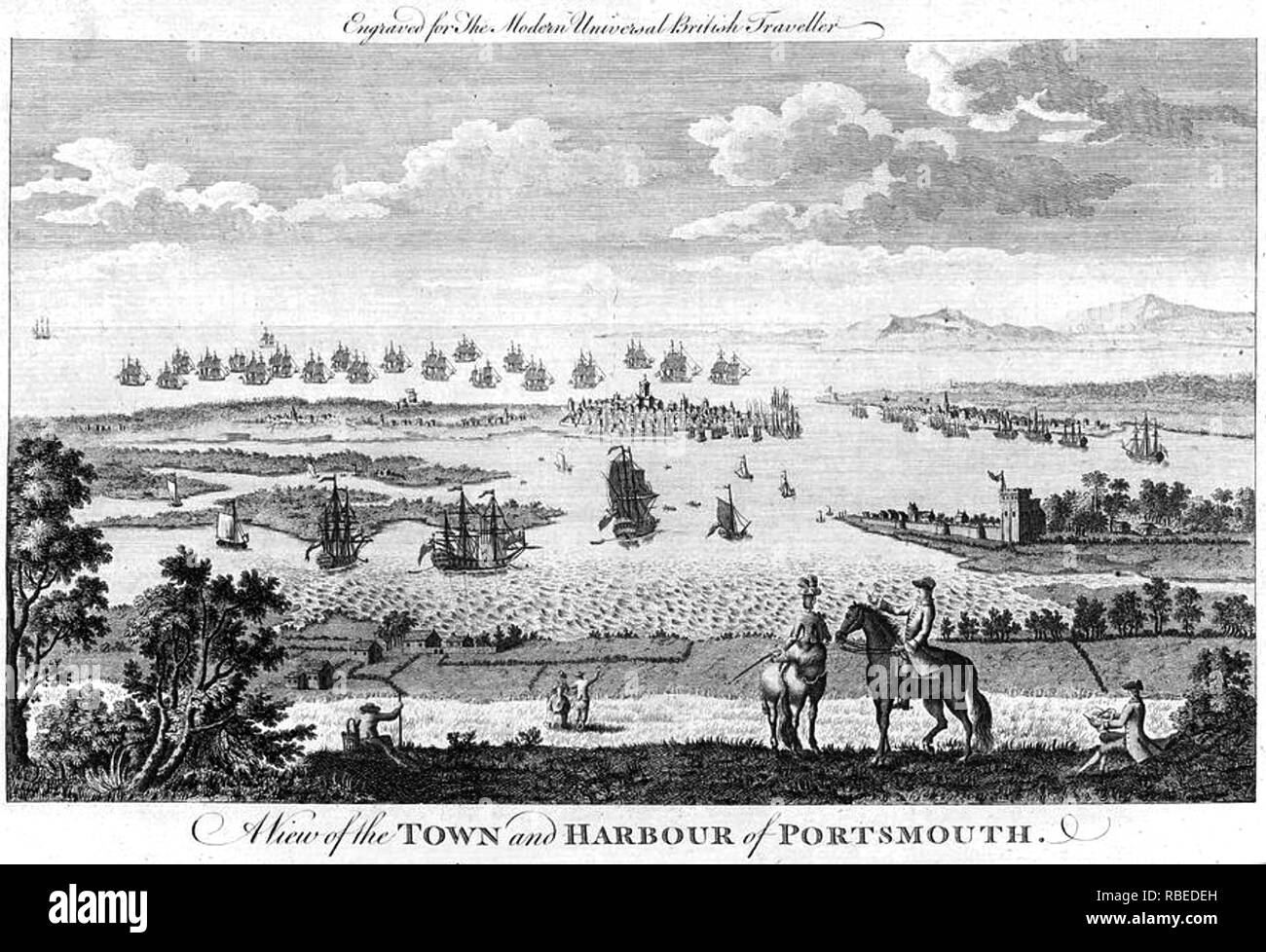PORTSMOUTH, Angleterre, dans une gravure de 1779 à south Banque D'Images