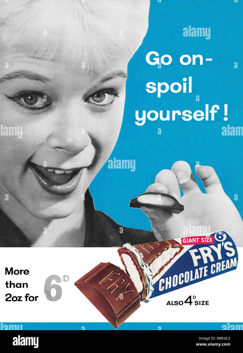 1959 La publicité pour Fry's crème au chocolat. Banque D'Images