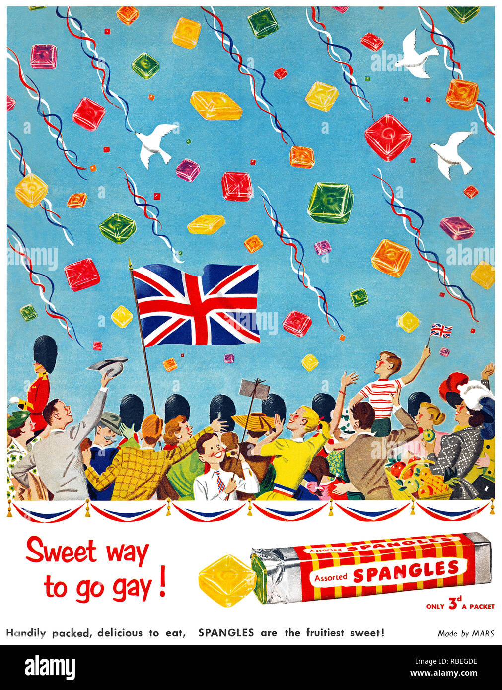 1952 La publicité pour des paillettes des bonbons. Banque D'Images