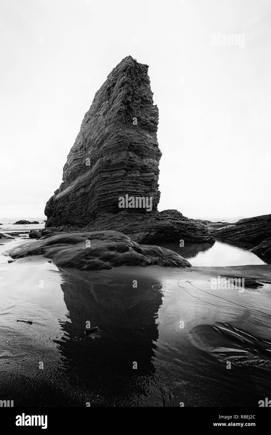 Rock en mer, grande formation de calcaire, littoral de la Californie Banque D'Images