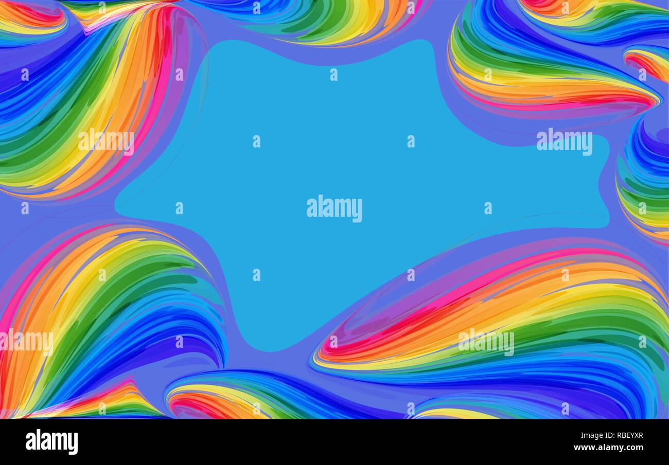 Image arc-en-ciel bleu sur fond violet et colorés, des lignes courbes, modèle d'art Illustration de Vecteur