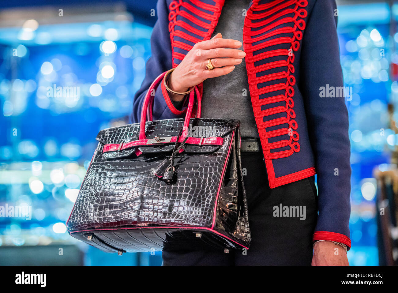 Londres, Royaume-Uni. 10 janvier 2019. Hermes Birkin Crocodile sac à main,  45 000 €, dans