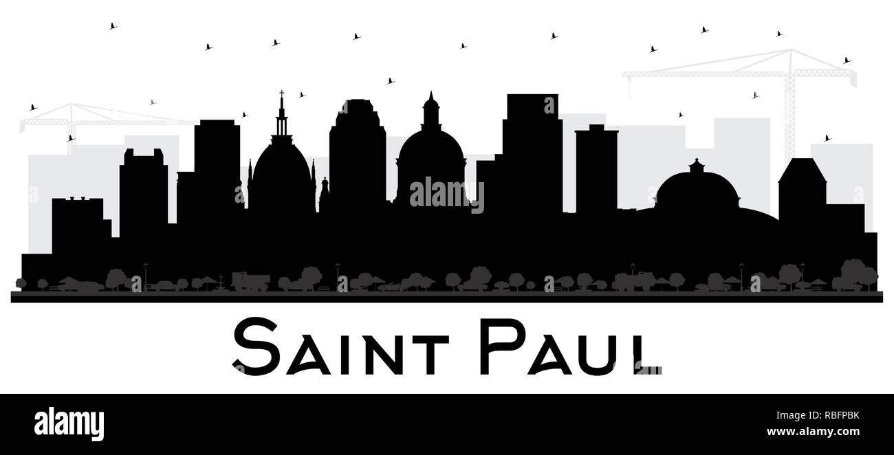 Saint Paul Minnesota City Skyline Silhouette aux bâtiments noir isolé sur blanc. Vector Illustration. Les voyages d'affaires et tourisme Concept. Illustration de Vecteur