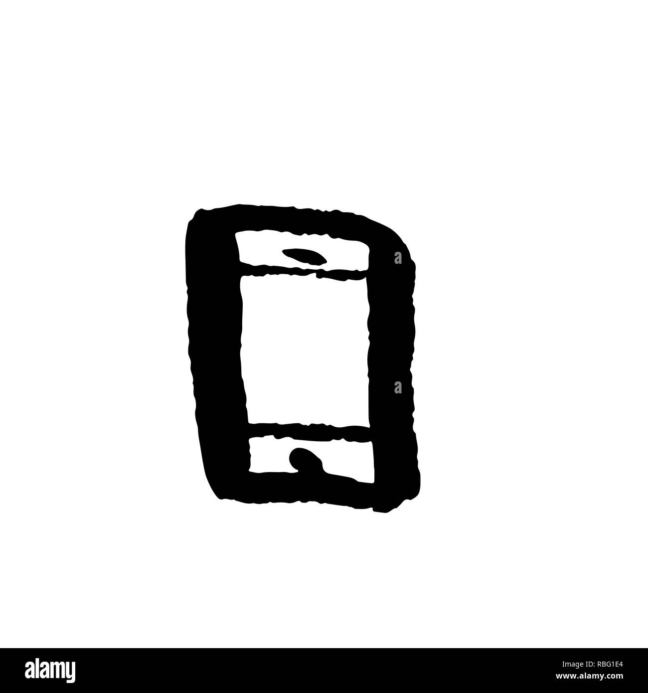 L'icône grunge Smartphone. Handdrawn vecteur illustration de téléphone. Illustration de Vecteur