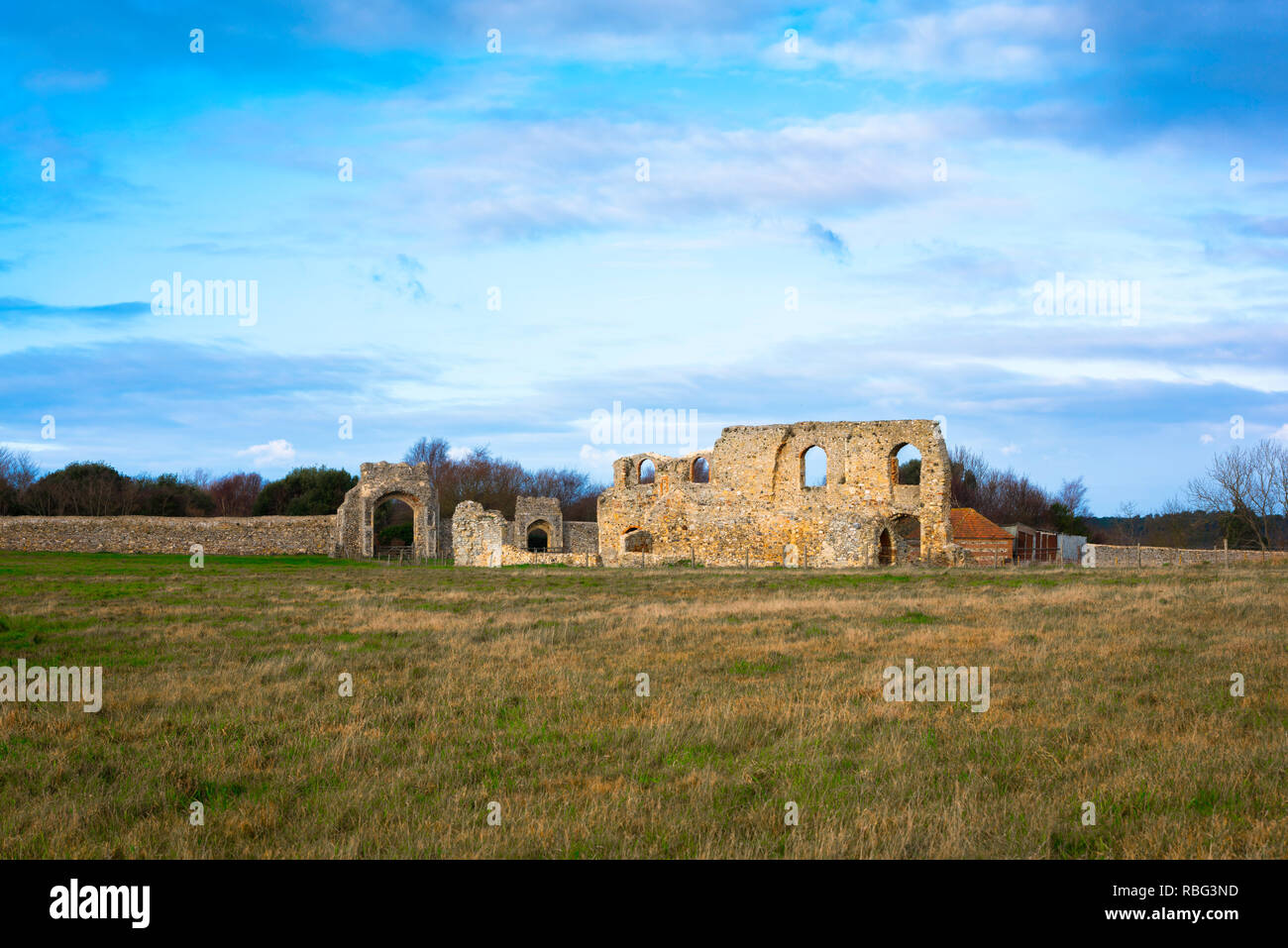 Greyfriars Dunwich Friary, vue sur les ruines de l'ancien couvent franciscain (construit au début du 13ème siècle) dans la région de Dunwich, Suffolk, UK. Banque D'Images