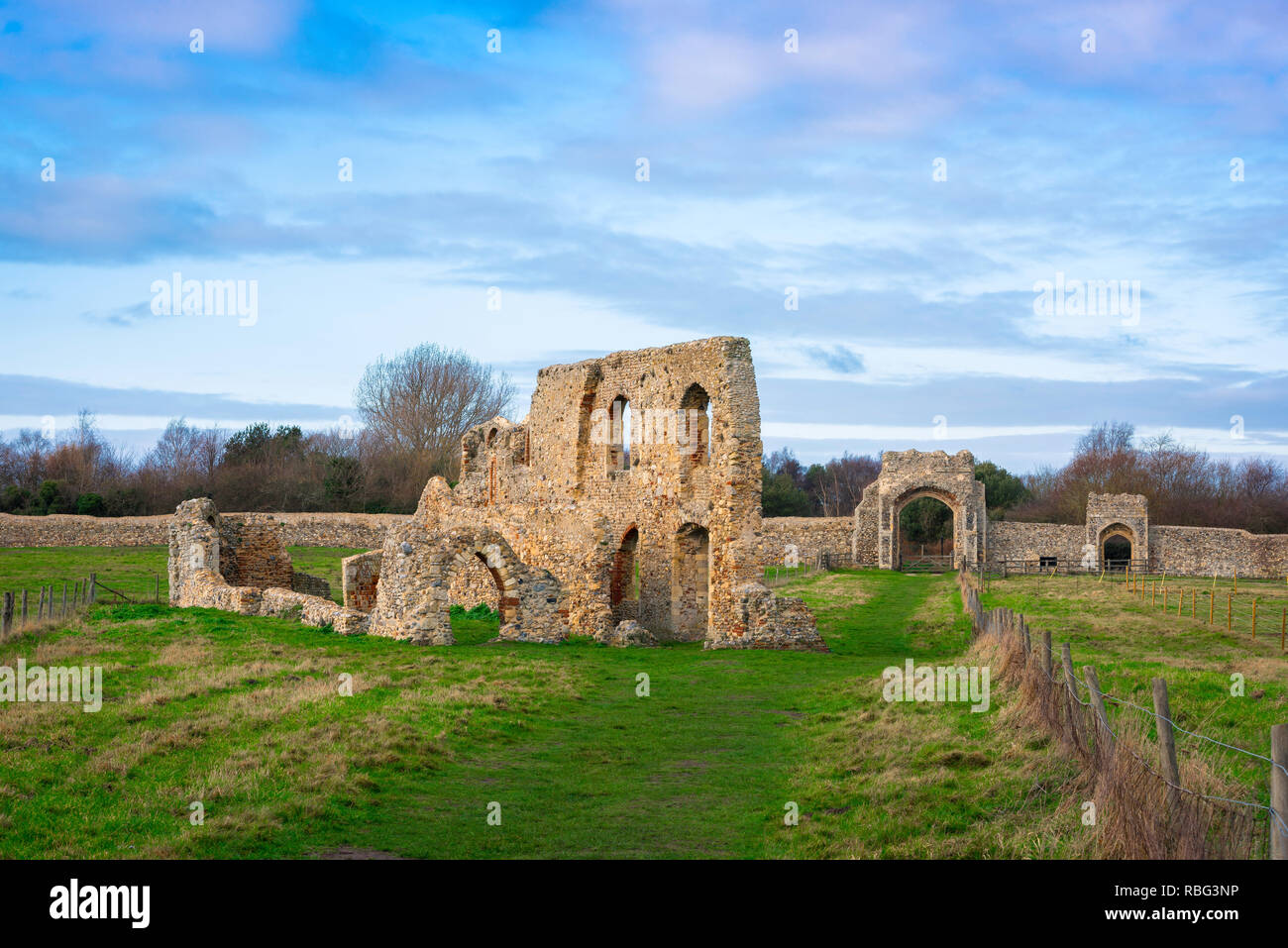 Greyfriars Dunwich Friary, vue sur les ruines de l'ancien couvent franciscain (construit au début du 13ème siècle) dans la région de Dunwich, Suffolk, UK. Banque D'Images