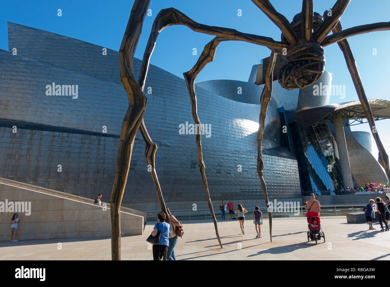 L'Araignée géante sculpture.Artiste:Louise Borgeois (1911-2010).Titre:Maman (mère).Musée Guggenheim Bilbao..Espagne Banque D'Images