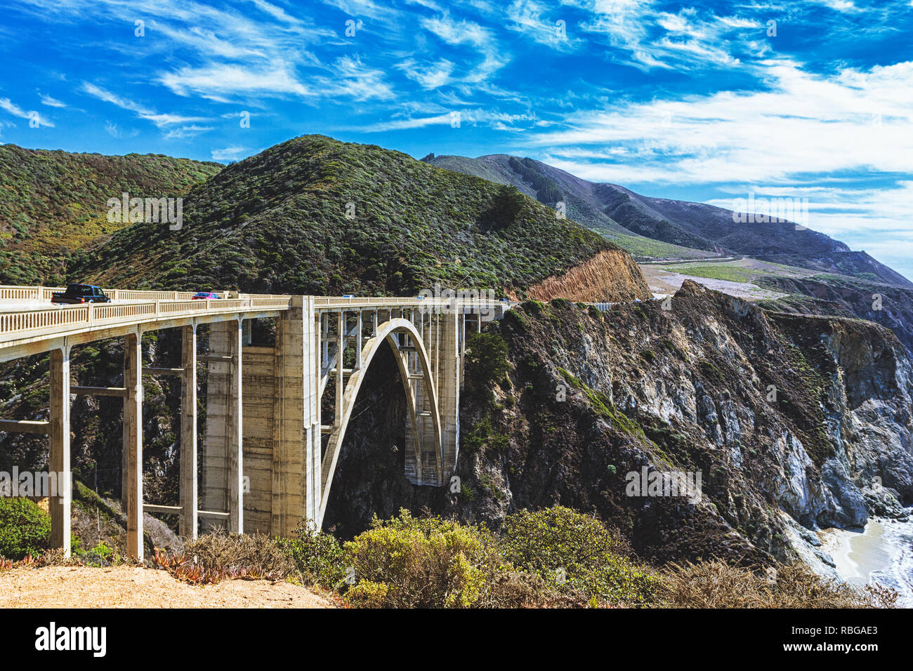 Bixby Creek Bridge sur la Pacific Coast Highway, Big Sur, Californie Banque D'Images