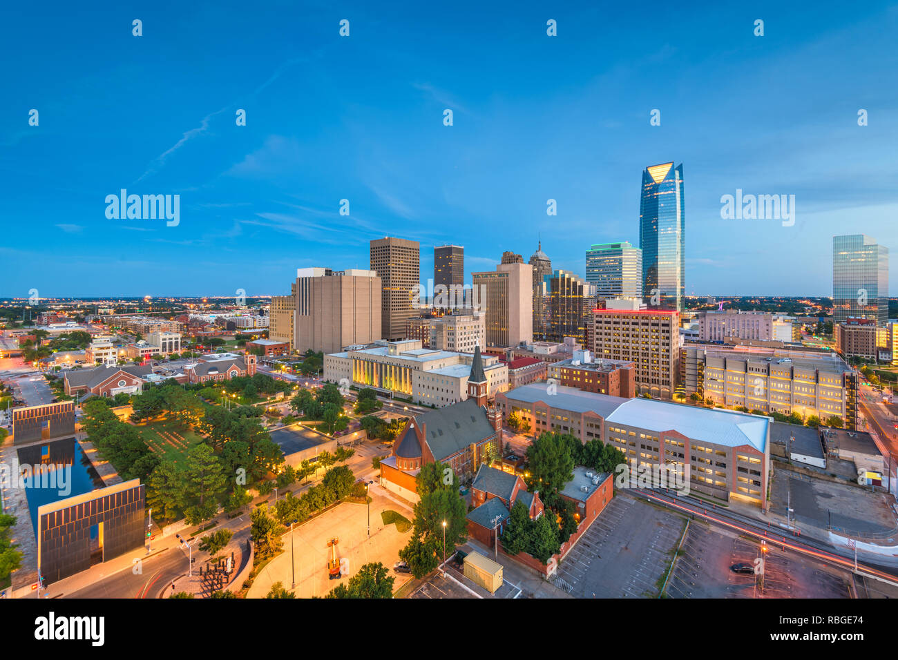 Oklahoma City, Oklahoma, USA Centre-ville au crépuscule. Banque D'Images