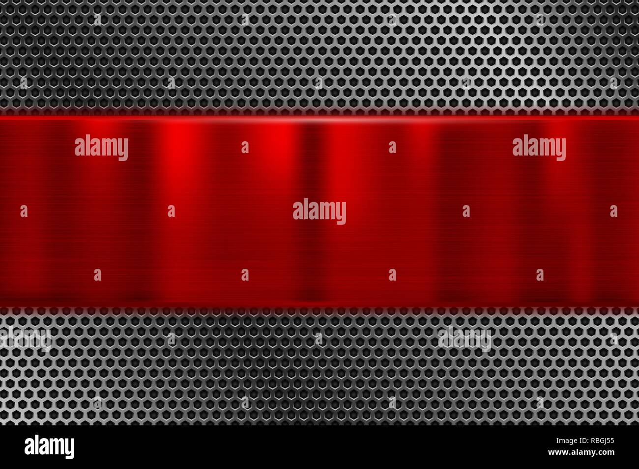La texture métallique perforé avec plaque en acier rouge Illustration de Vecteur