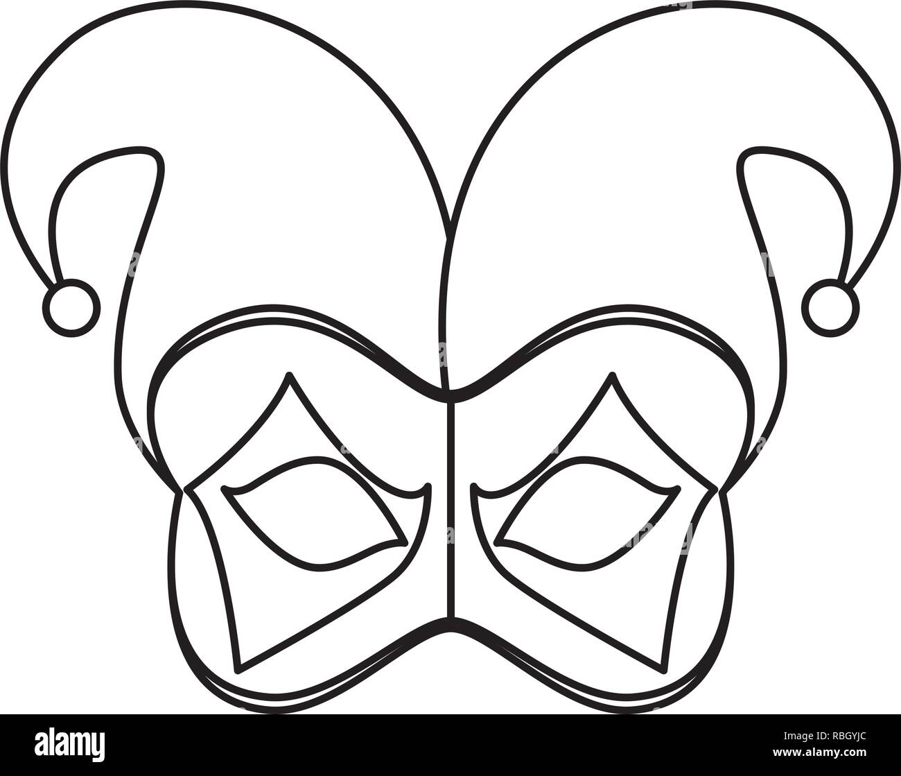 Masque de carnaval arlequin withh hat Image Vectorielle Stock - Alamy