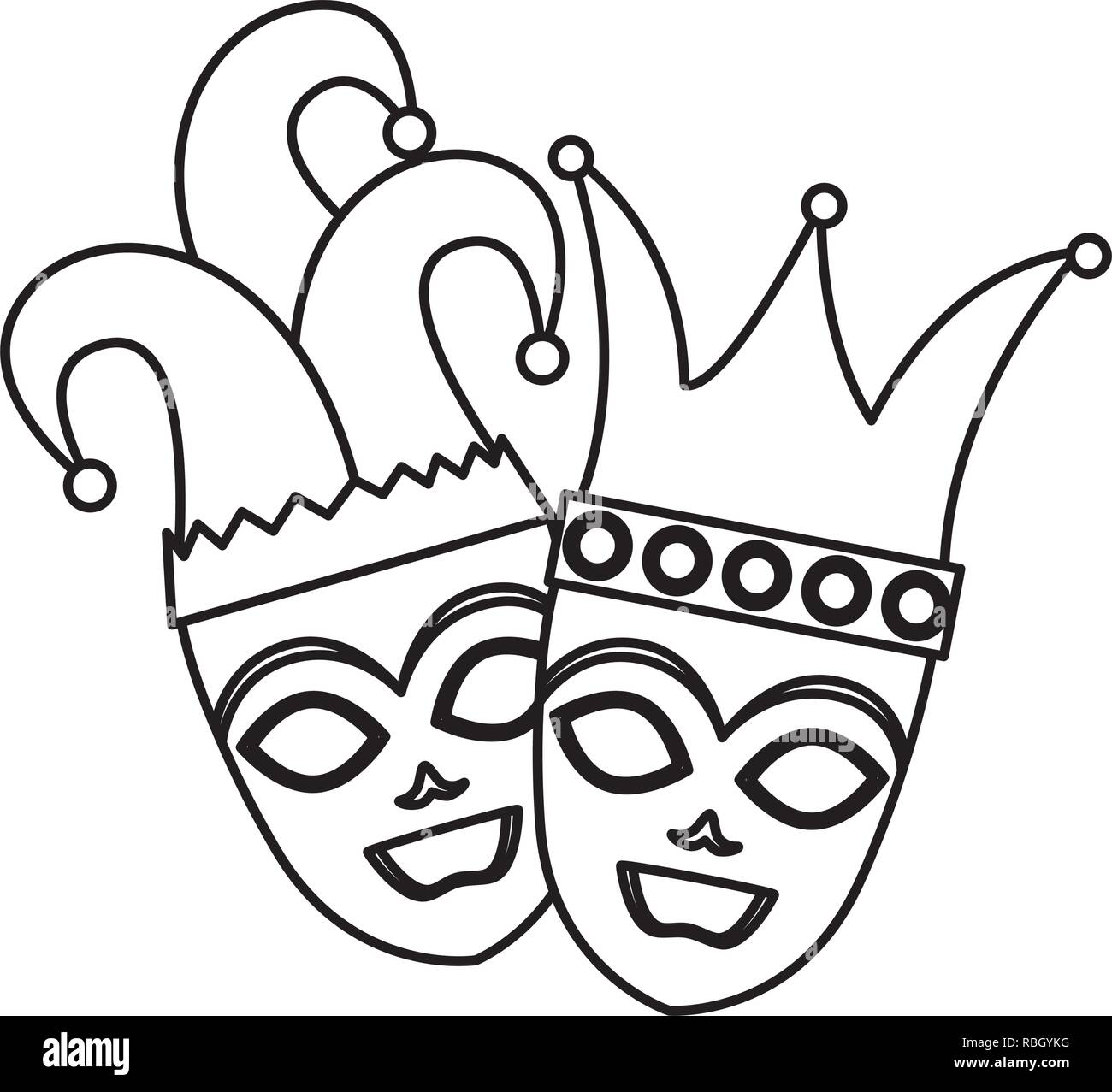 Les masques de carnaval et de théâtre avec chapeau arlequin et couronne  Image Vectorielle Stock - Alamy