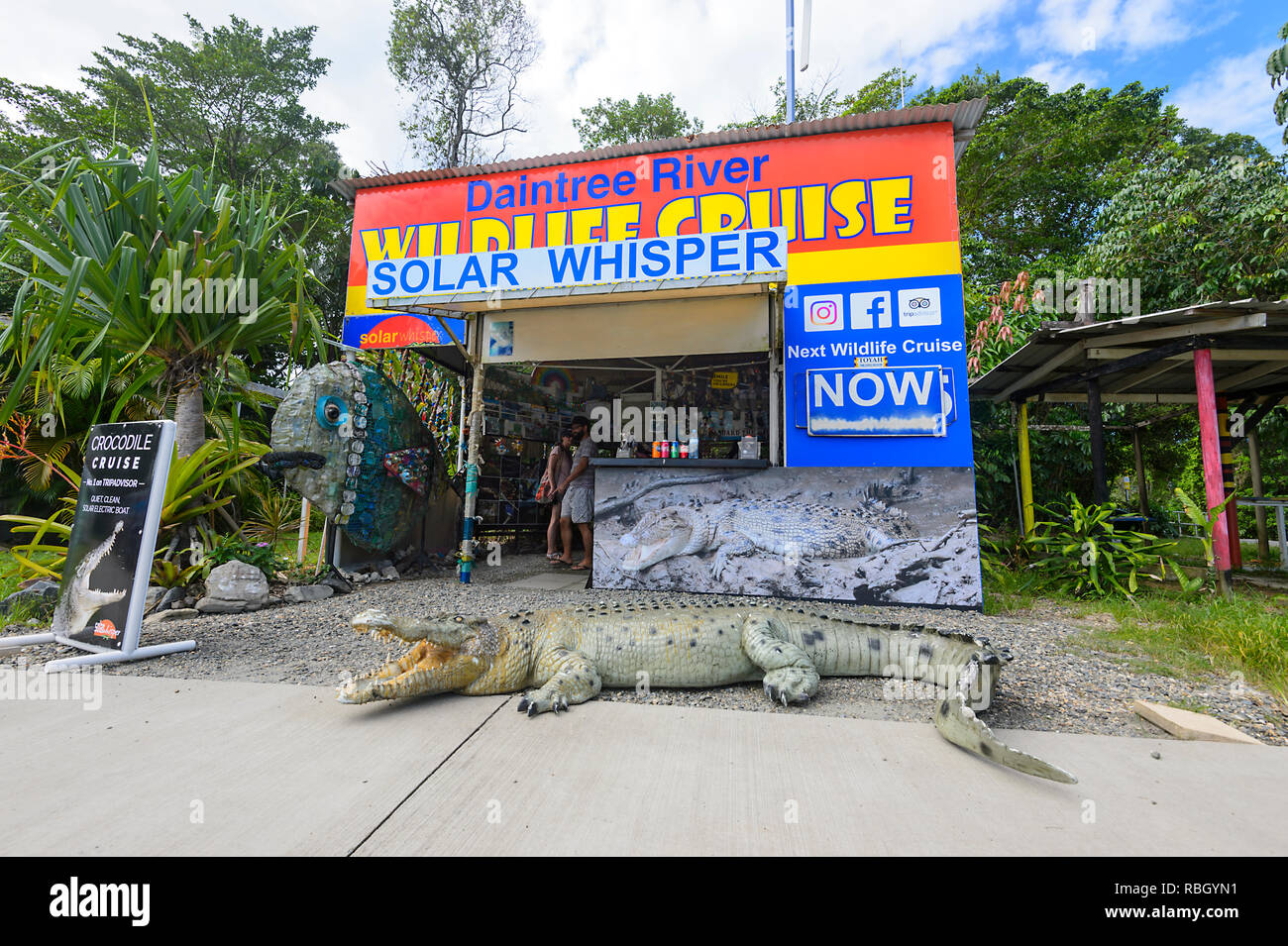 Daintree River Cruises booking office, parc national de Daintree, Far North Queensland, Queensland, Australie, FNQ Banque D'Images