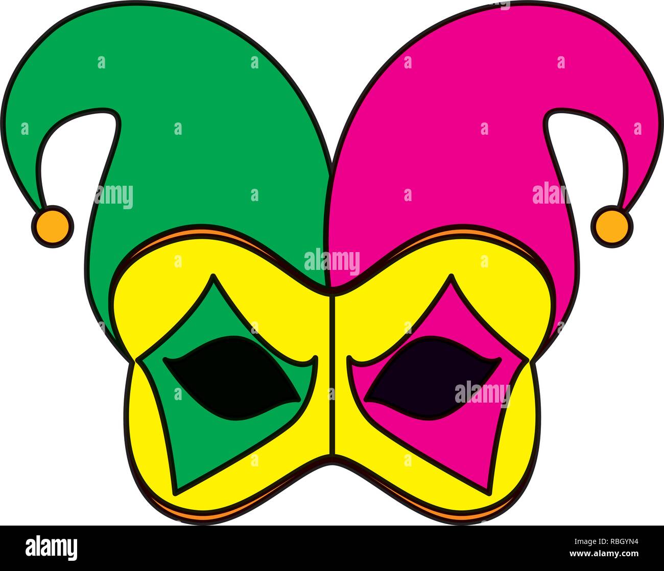 Masque de carnaval arlequin withh hat Illustration de Vecteur