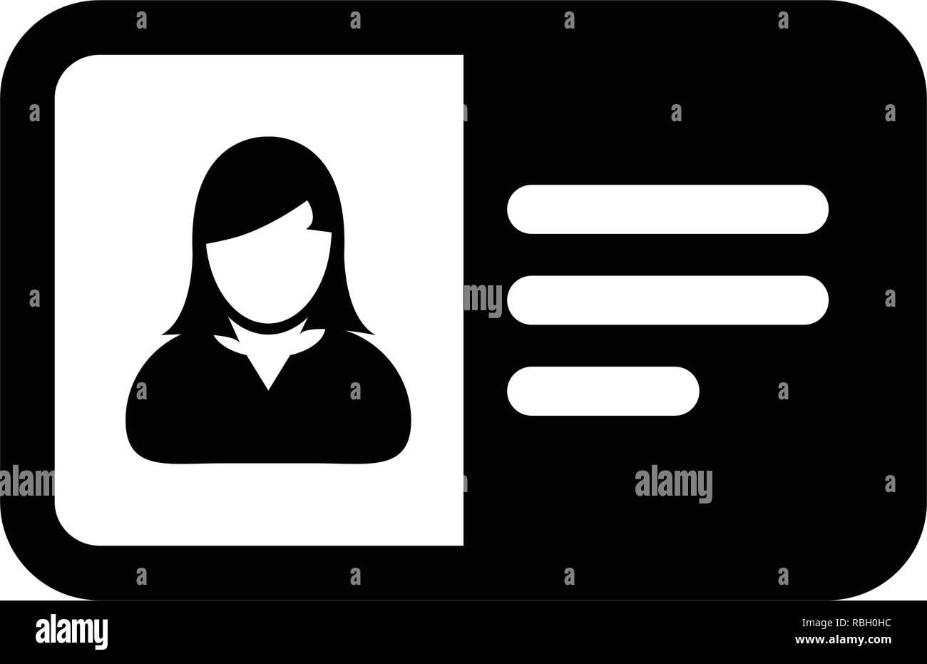 L'icône de carte d'identité de l'utilisateur profil personne femelle ...