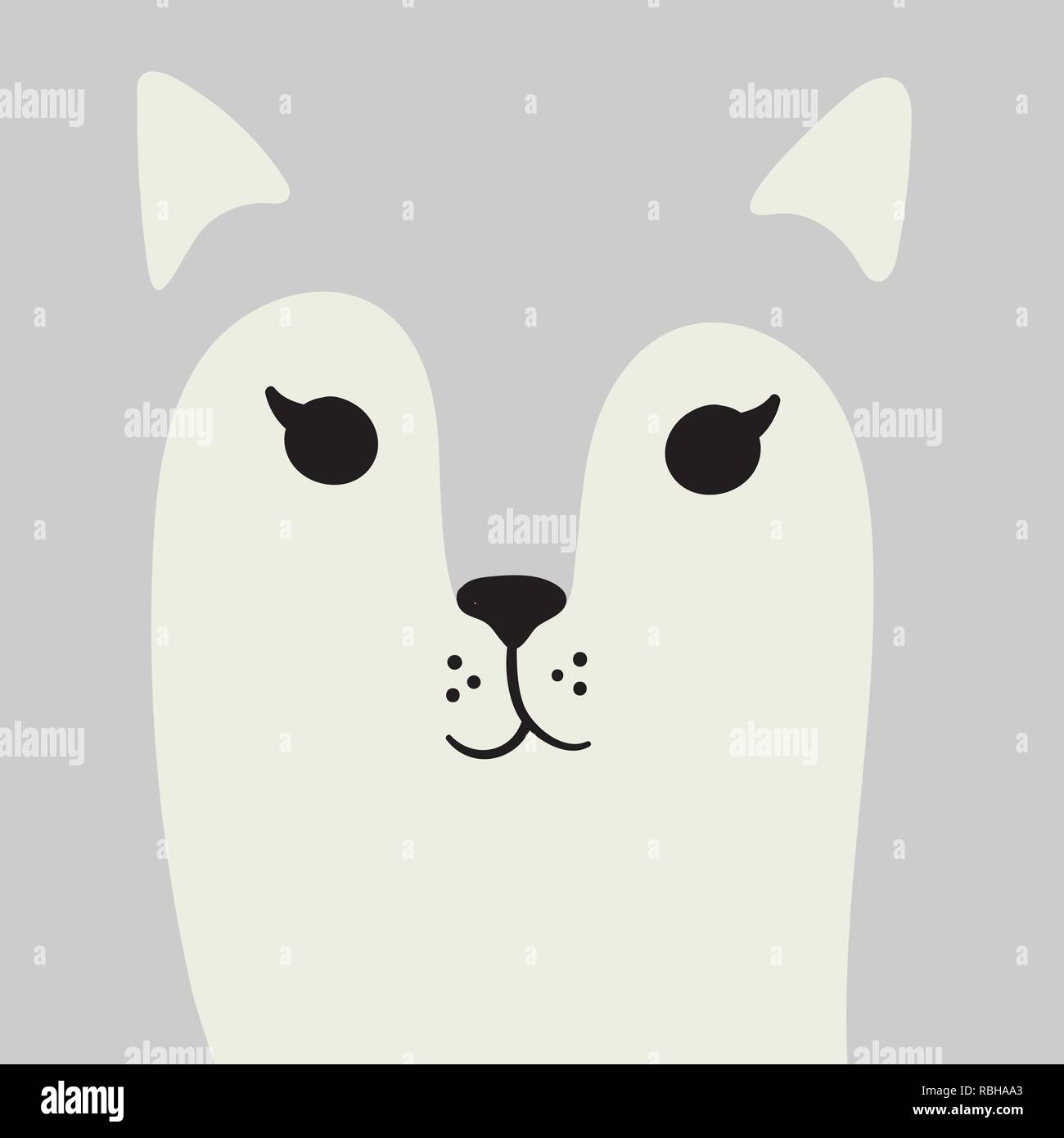 Chat mignon cartoon animal portrait visage souriant avec tête d'animal gris avec carte copy space vector illustration Illustration de Vecteur