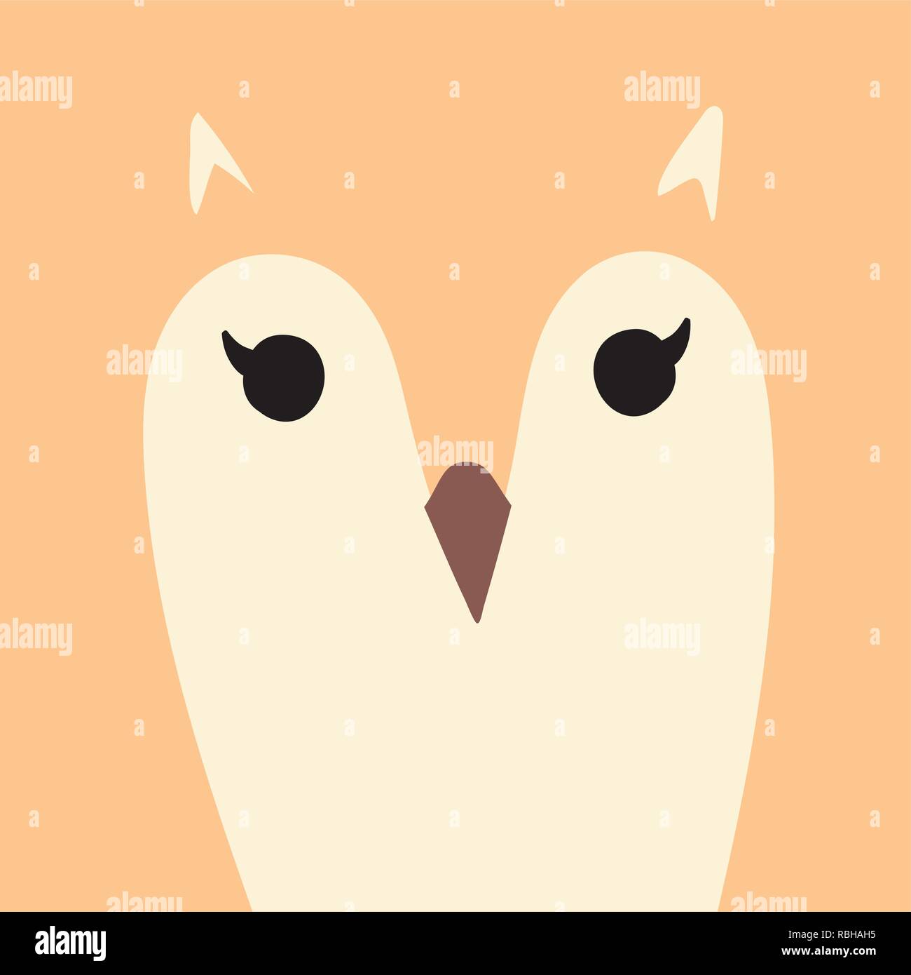 Cute cartoon animal chouette orange face portrait carte tête d'oiseau avec copie espace vector illustration Illustration de Vecteur