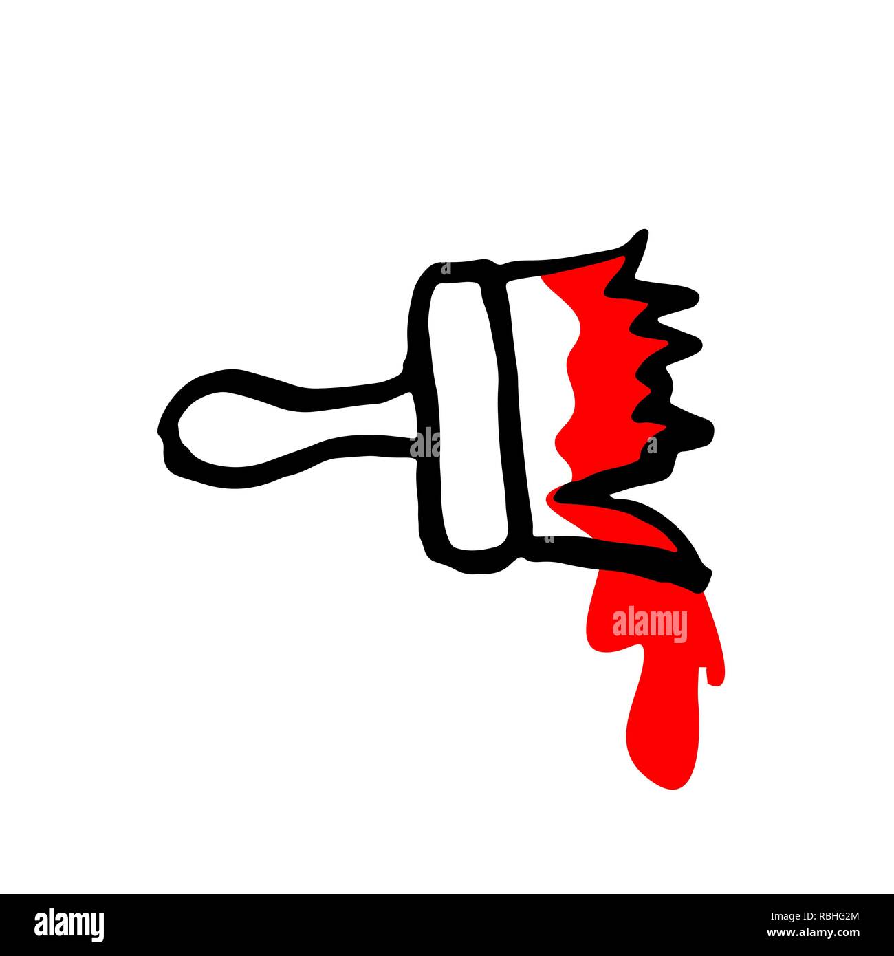 Badigeonner avec de la peinture rouge grunge icône. Vecteur d'encre à brosse. Illustration de Vecteur