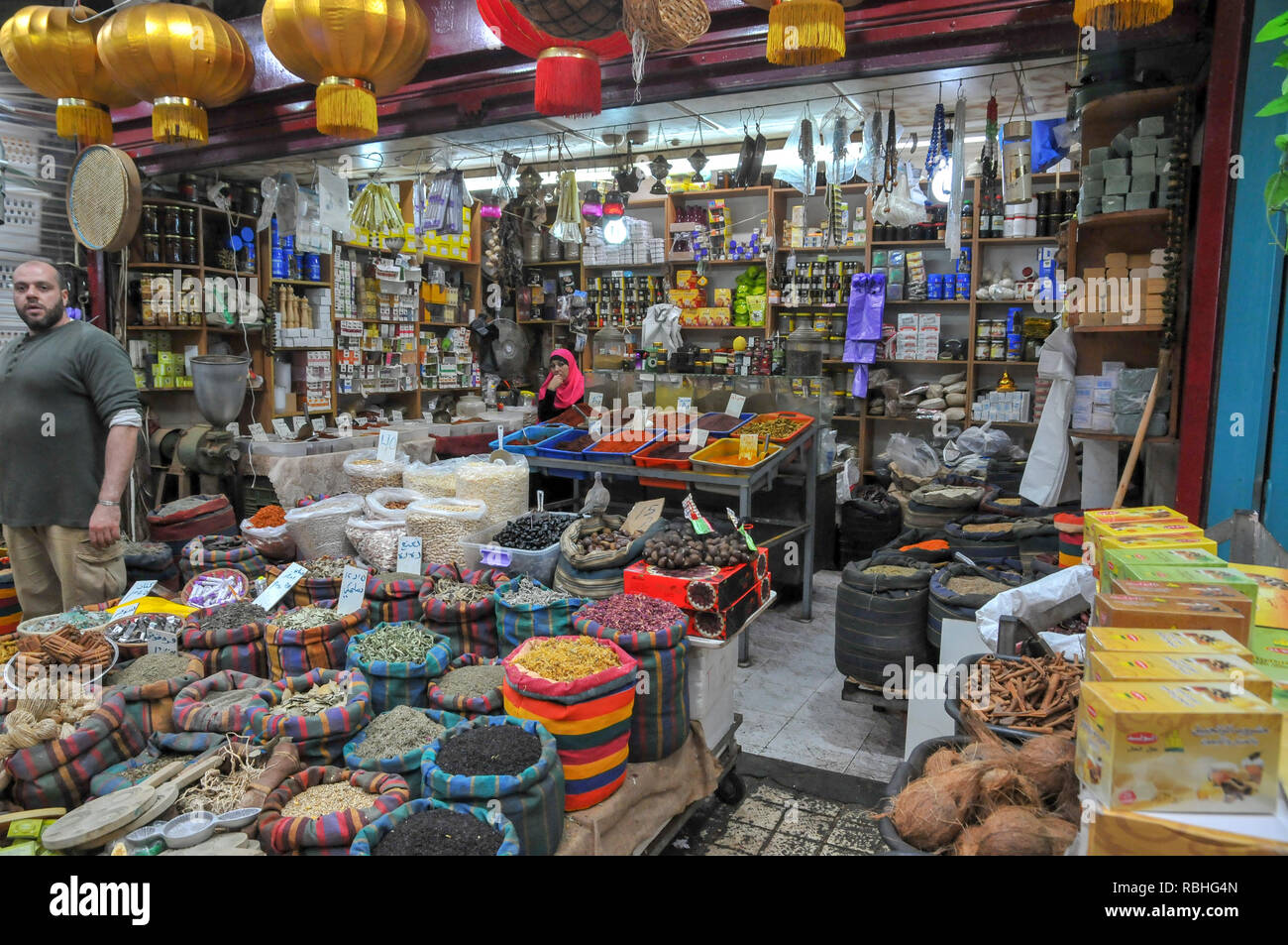 Israël, dans l'ouest de la Galilée, Acre, le marché de la vieille ville se souvenir Banque D'Images