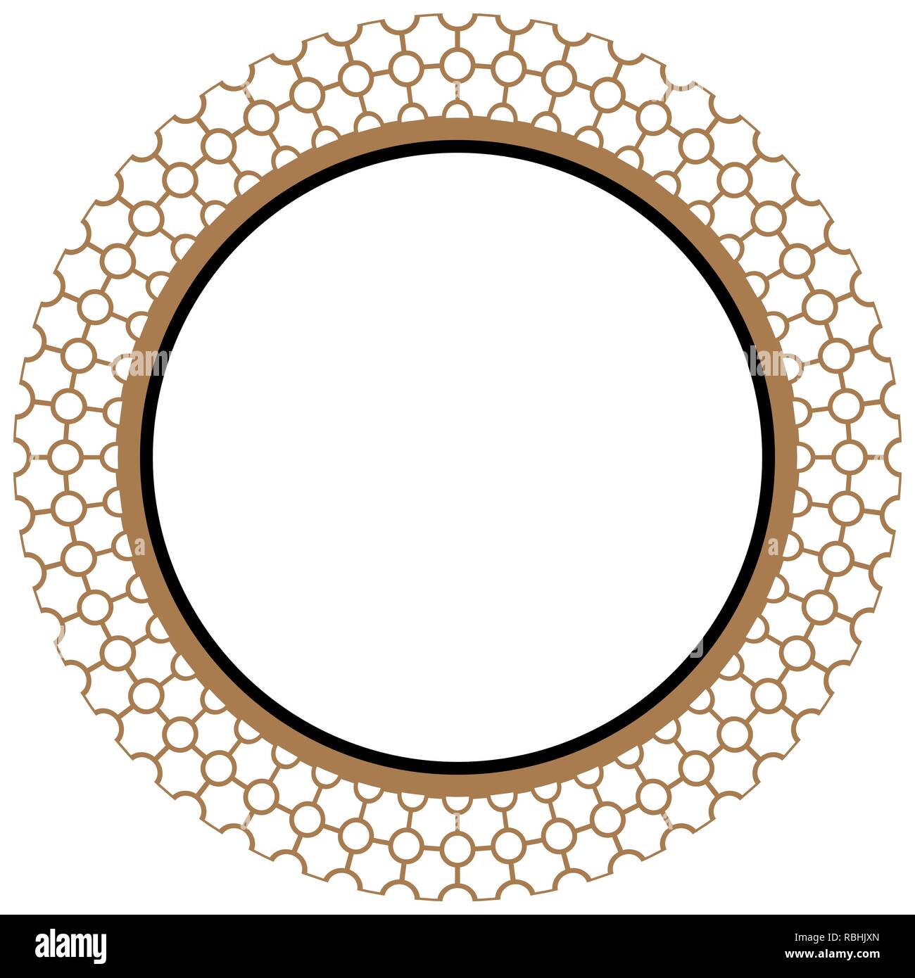 Les figures géométriques rond ornement islamique cadre doré. Illustration de Vecteur