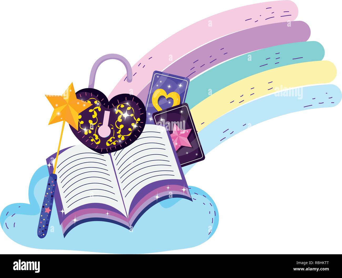 Cadenas mystique avec forme de coeur et livre dans Rainbow Image  Vectorielle Stock - Alamy