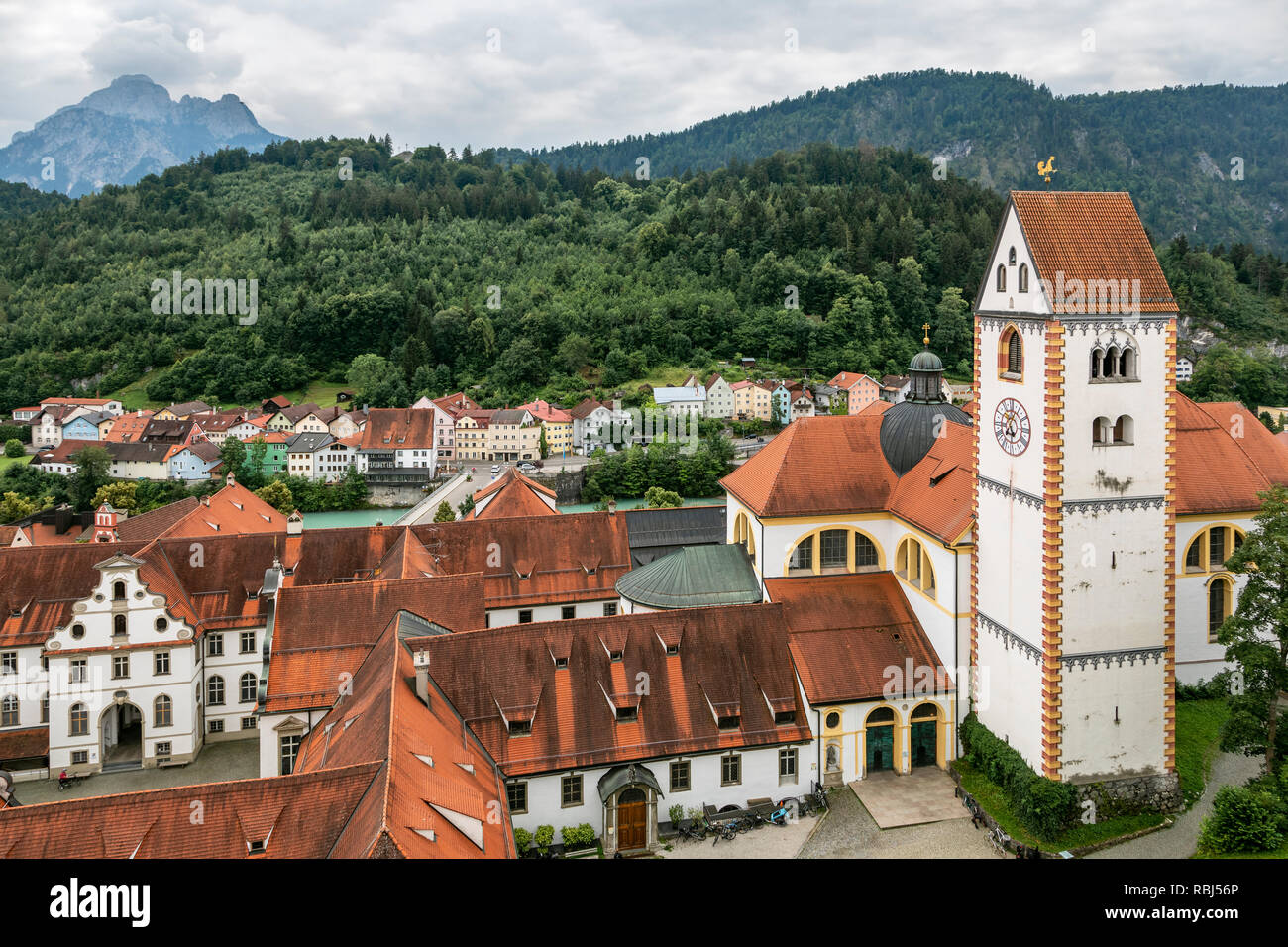 Abbaye de Füssen et de la Basilique de St Mang, Füssen, Allemagne, Bavière Ostallgäu, Banque D'Images