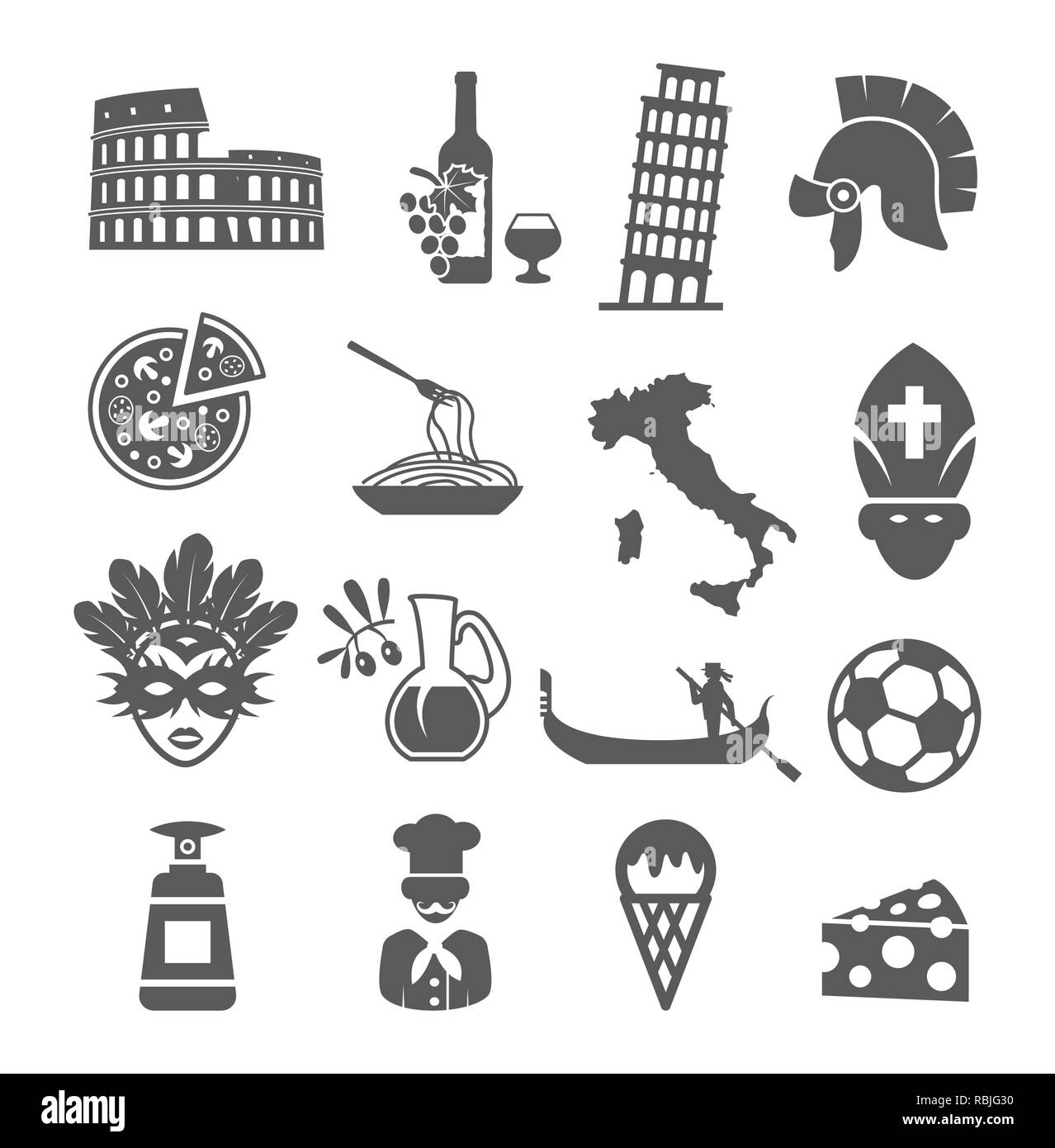 Italie icons set Illustration de Vecteur