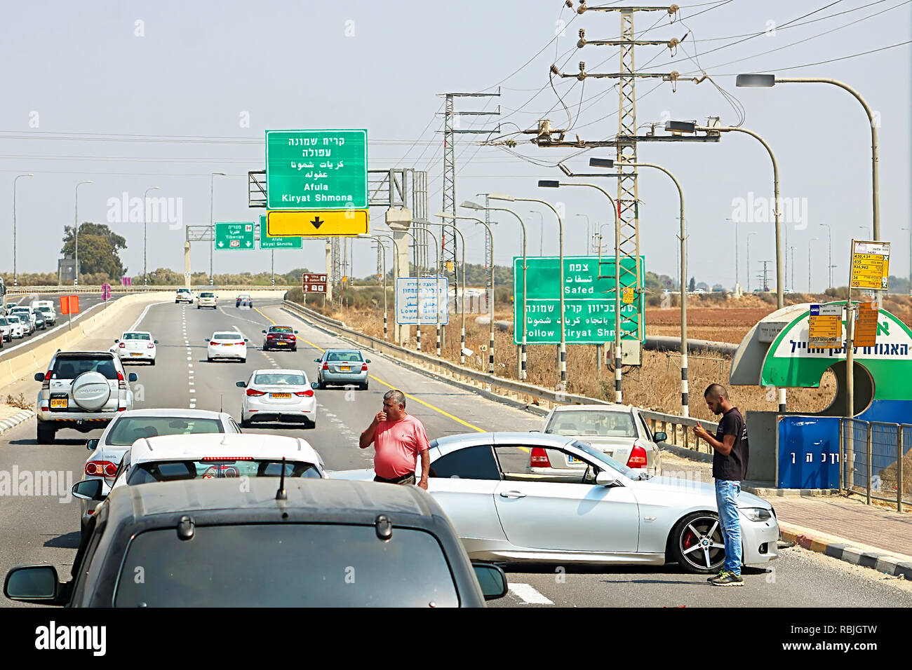 Israël - le 21 septembre 2017 Location : accidenton la route de Kiryat Shmona. City est situé dans le District Nord d'Israël Banque D'Images