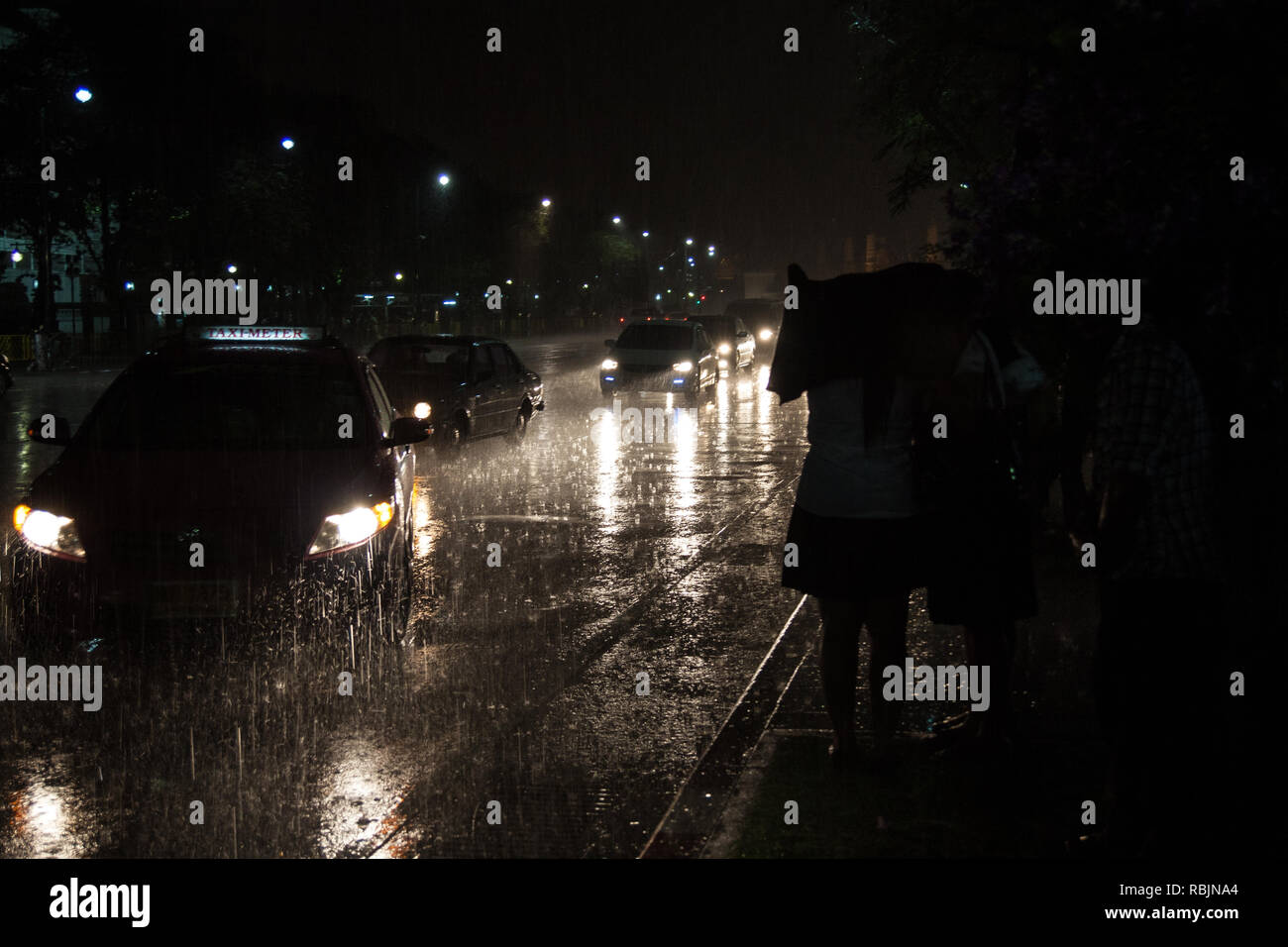 Pris sous la pluie, Bangkok, Thaïlande Banque D'Images