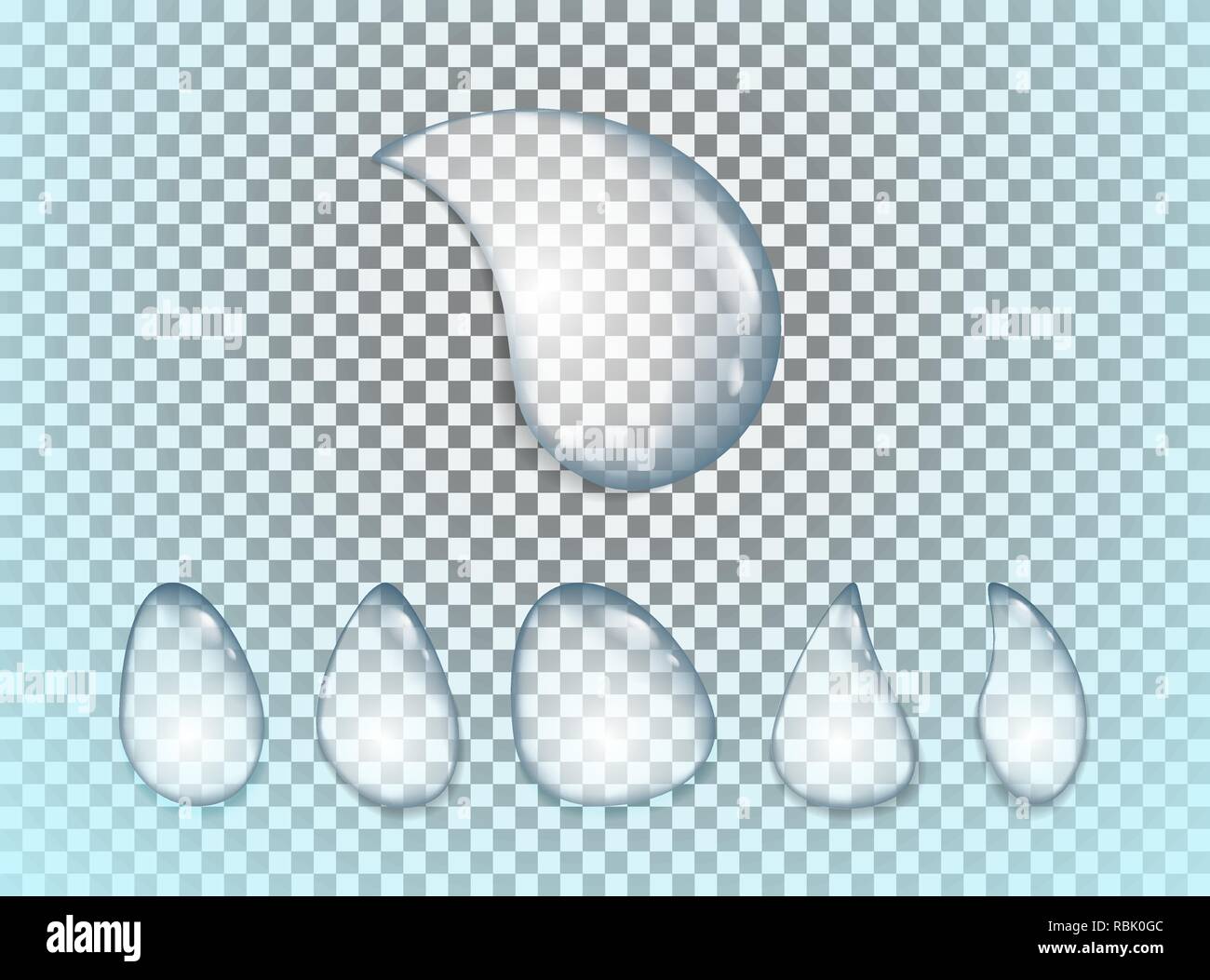 Gouttes d'eau série réaliste isolé sur fond transparent. Vector illustration. Illustration de Vecteur