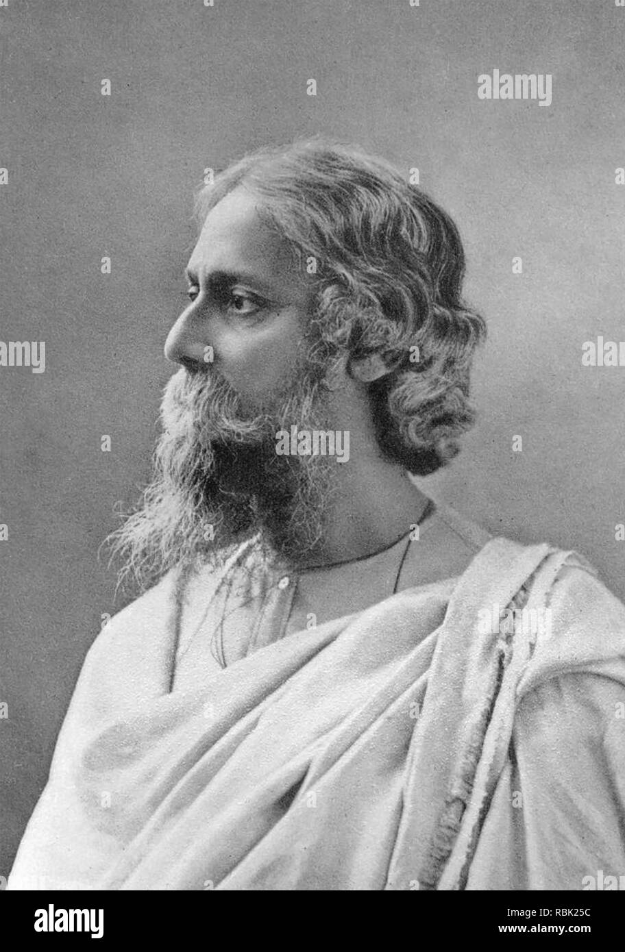 RABINDRANATH TAGORE (1861-1941) poète indien, musicien et artiste Banque D'Images
