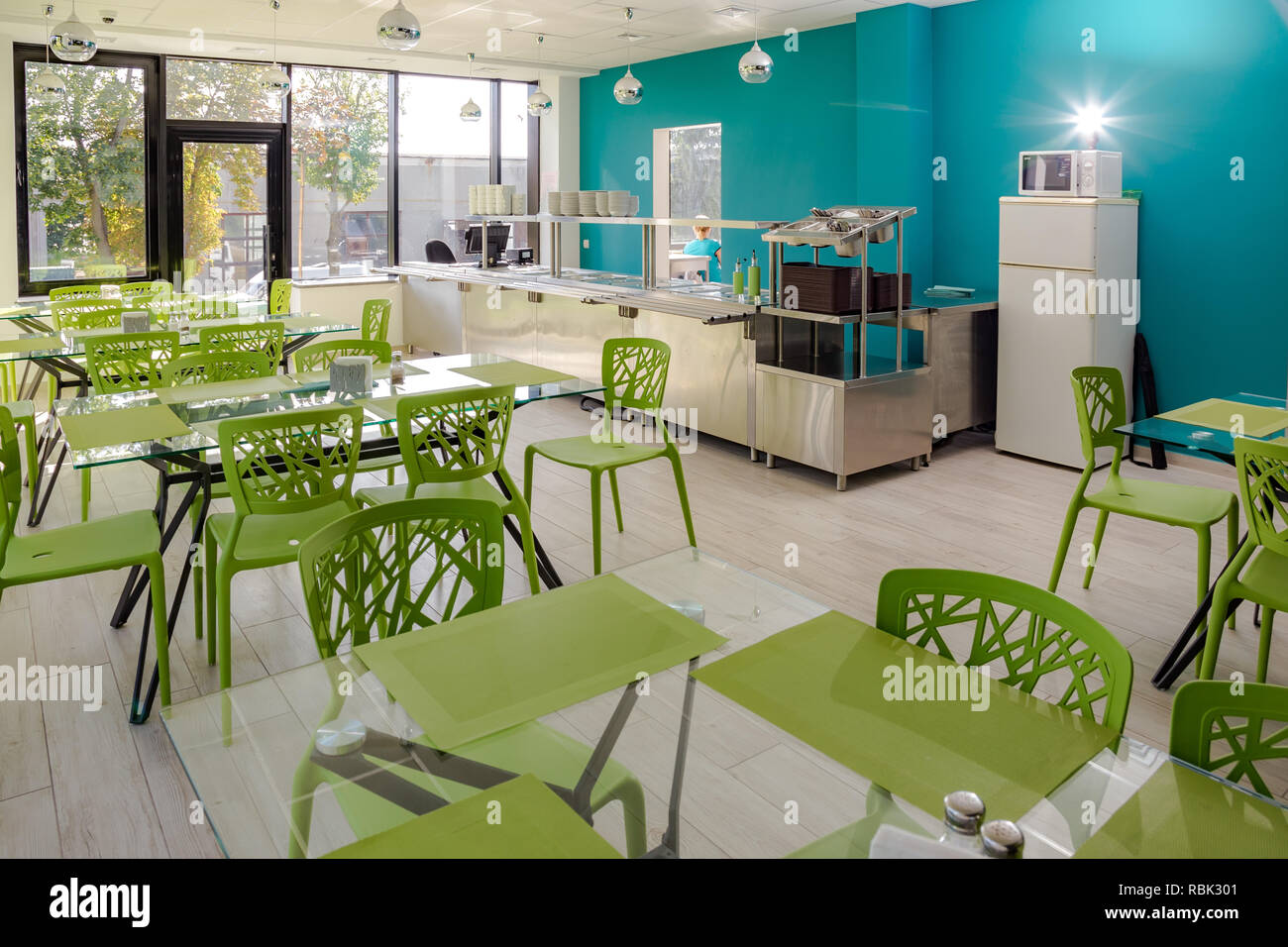 Intérieur de la cantine de l'usine Banque D'Images