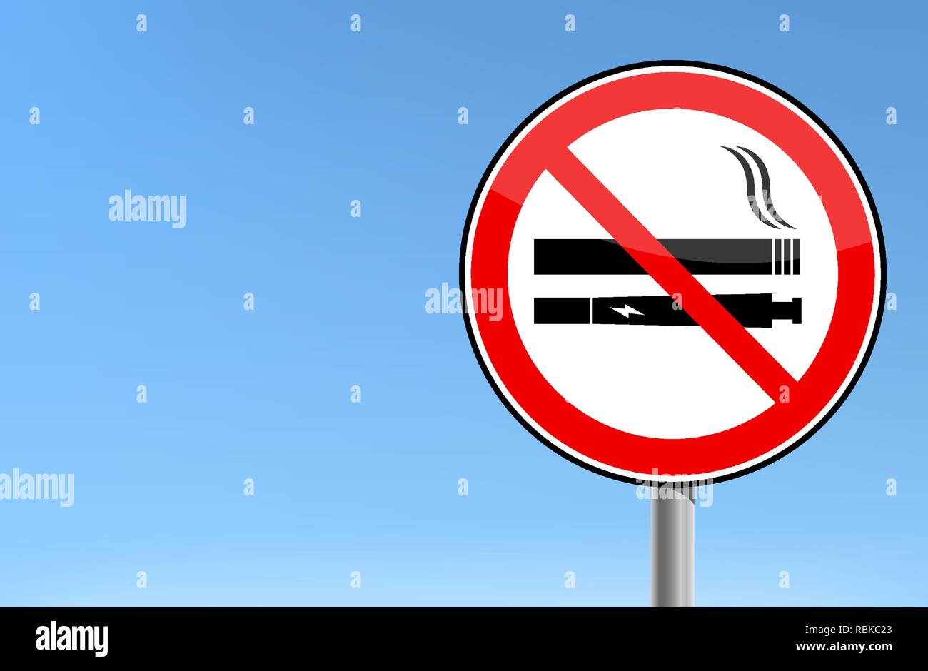 Icne d'interdiction de cigarette lectronique. Il est interdit de fumer.  Panneau rond rouge STOP ou Ban avec icne de cigarette lectronique.  Illustration vectorielle. Signe interdit Image Vectorielle Stock - Alamy