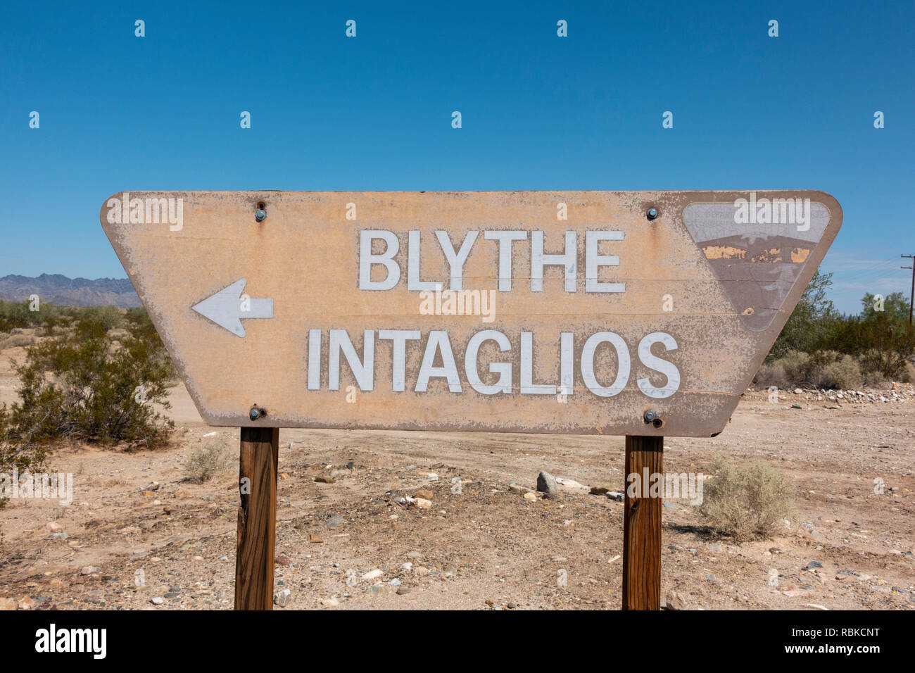 Panneau pour les intailles, près de Blythe de Blythe, CA, USA. Banque D'Images