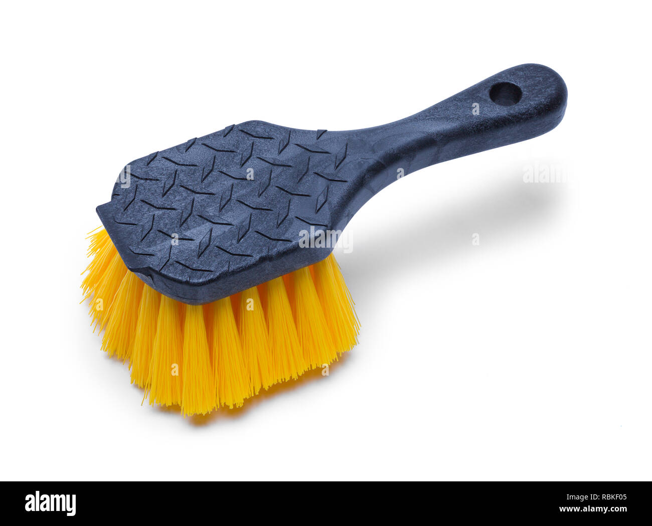 Brosse à main brosse en plastique isolé sur fond blanc. Banque D'Images