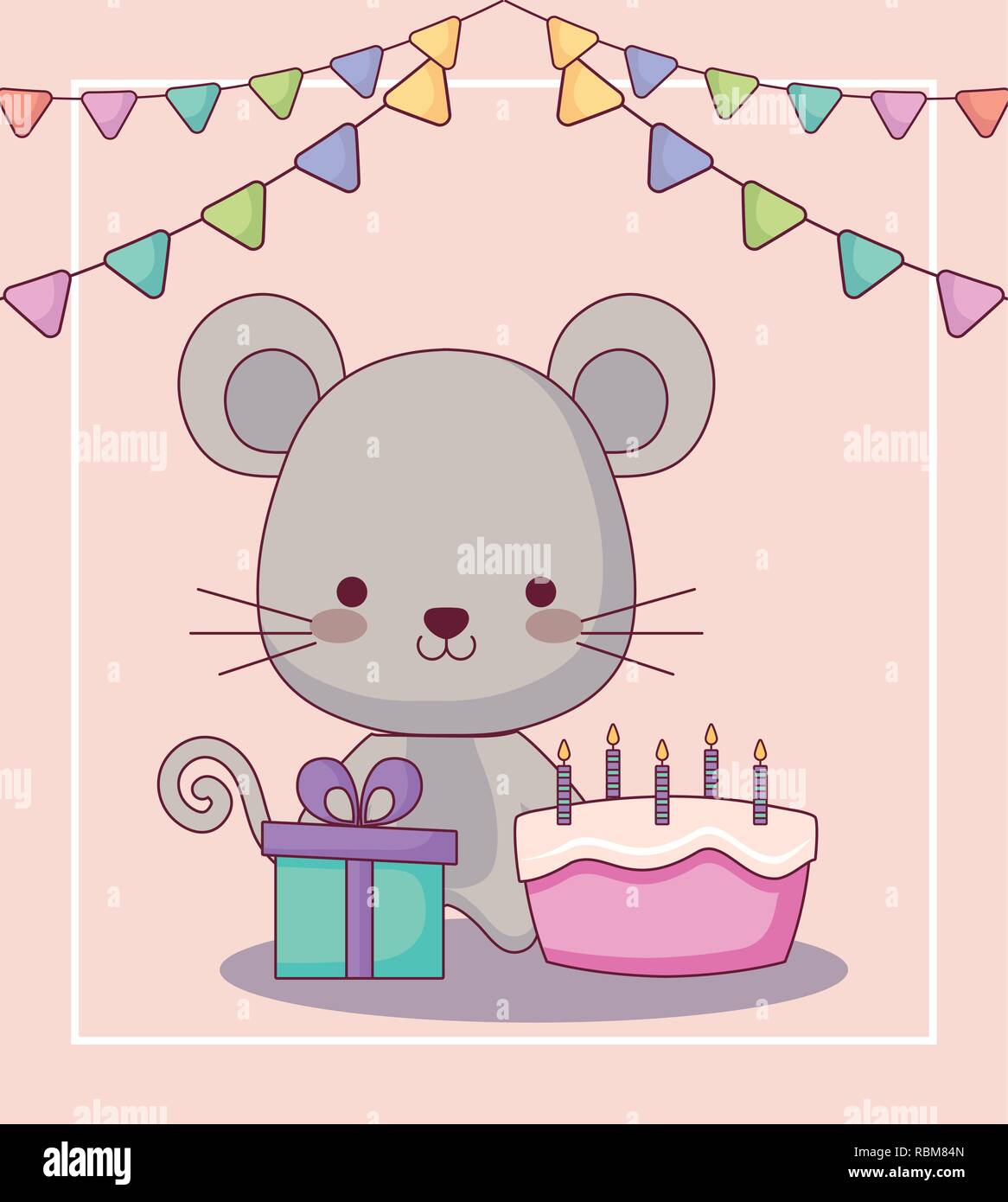 Joyeux Anniversaire Souris Mignon Vecteur Illustration Design De Carte Image Vectorielle Stock Alamy