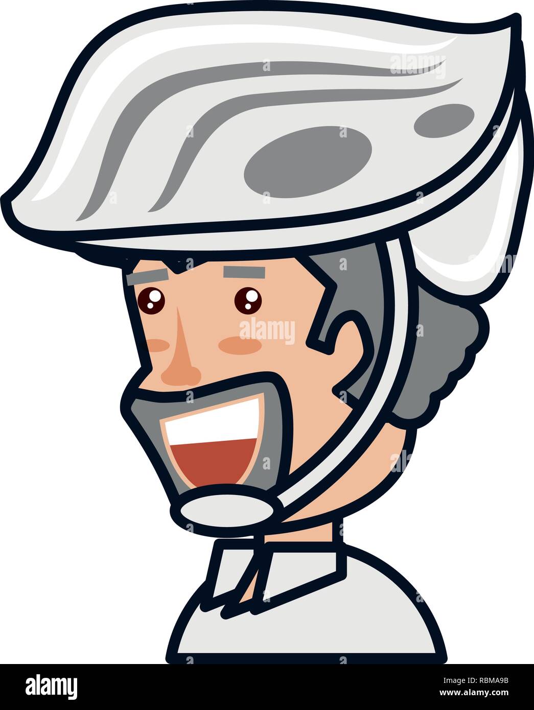 Cycliste homme avec barbe et vecteur de sécurité casque illustration design Illustration de Vecteur