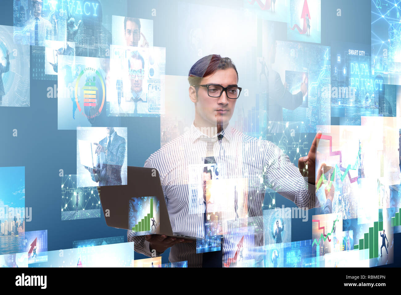 Collage de photos avec businessman Banque D'Images