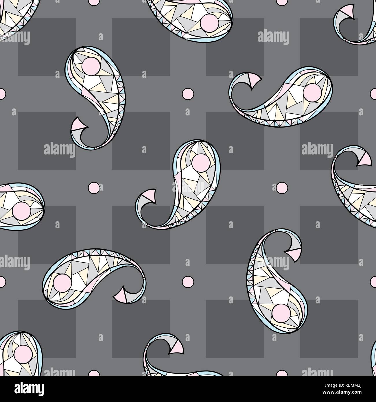 Paisley hand drawn vector pattern géométrique parfaite. Abstract illustration exotiques pour surface design, textile, papier d'emballage, papier peint, cas de téléphone Illustration de Vecteur