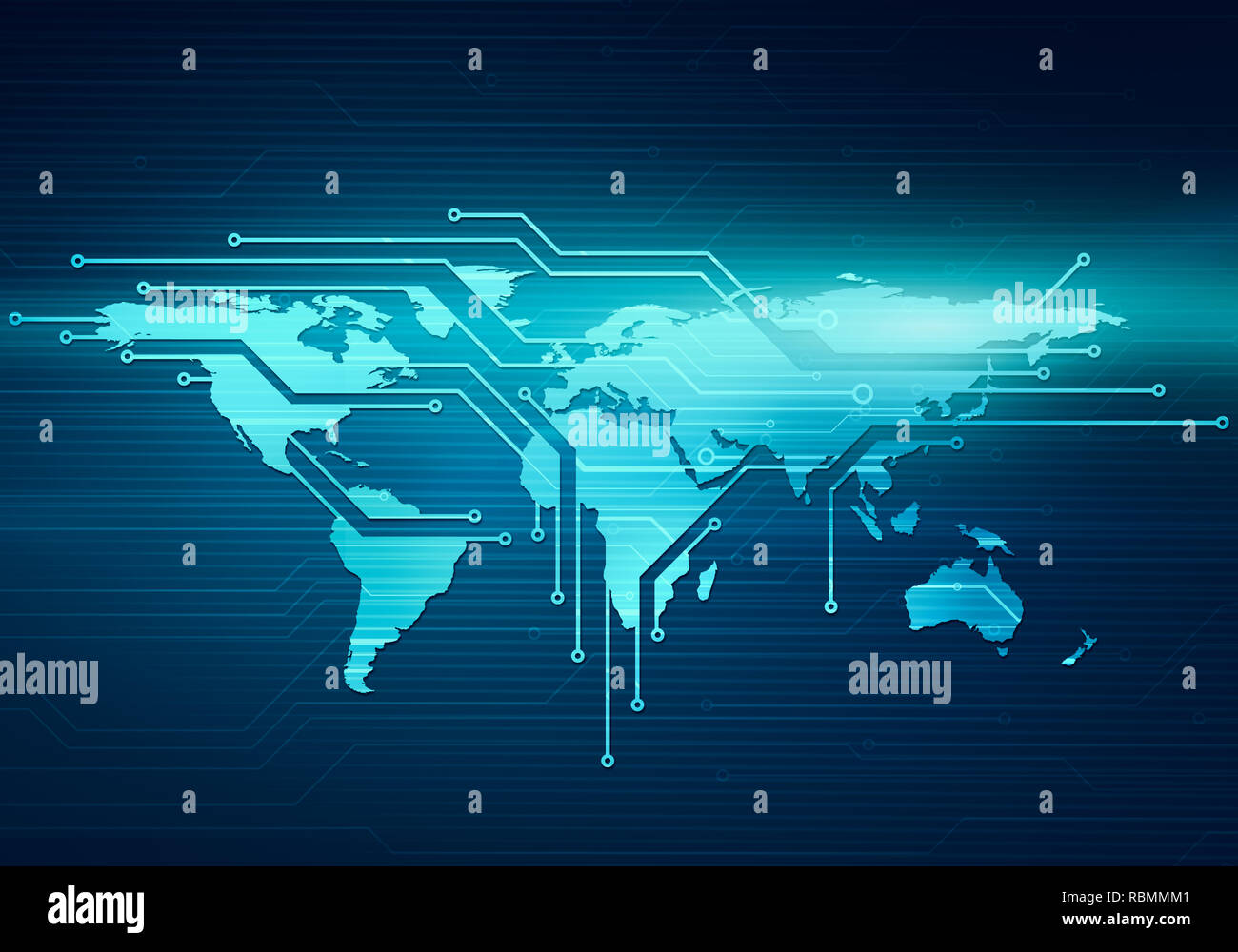 Résumé de l'illustration numérique connexion monde concept, image de fond de microchip circuit pour la conception graphique, image de marque, papier peint. Banque D'Images