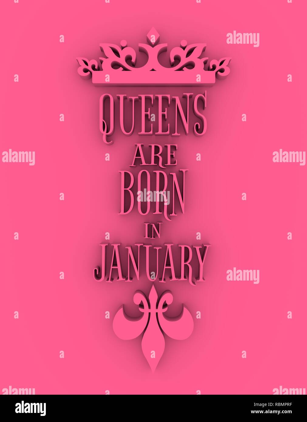 Vintage Queens Medievale Silhouette De La Couronne Queens Sont Nes En Janvier Texte Citation De Motivation Le Rendu 3d Photo Stock Alamy